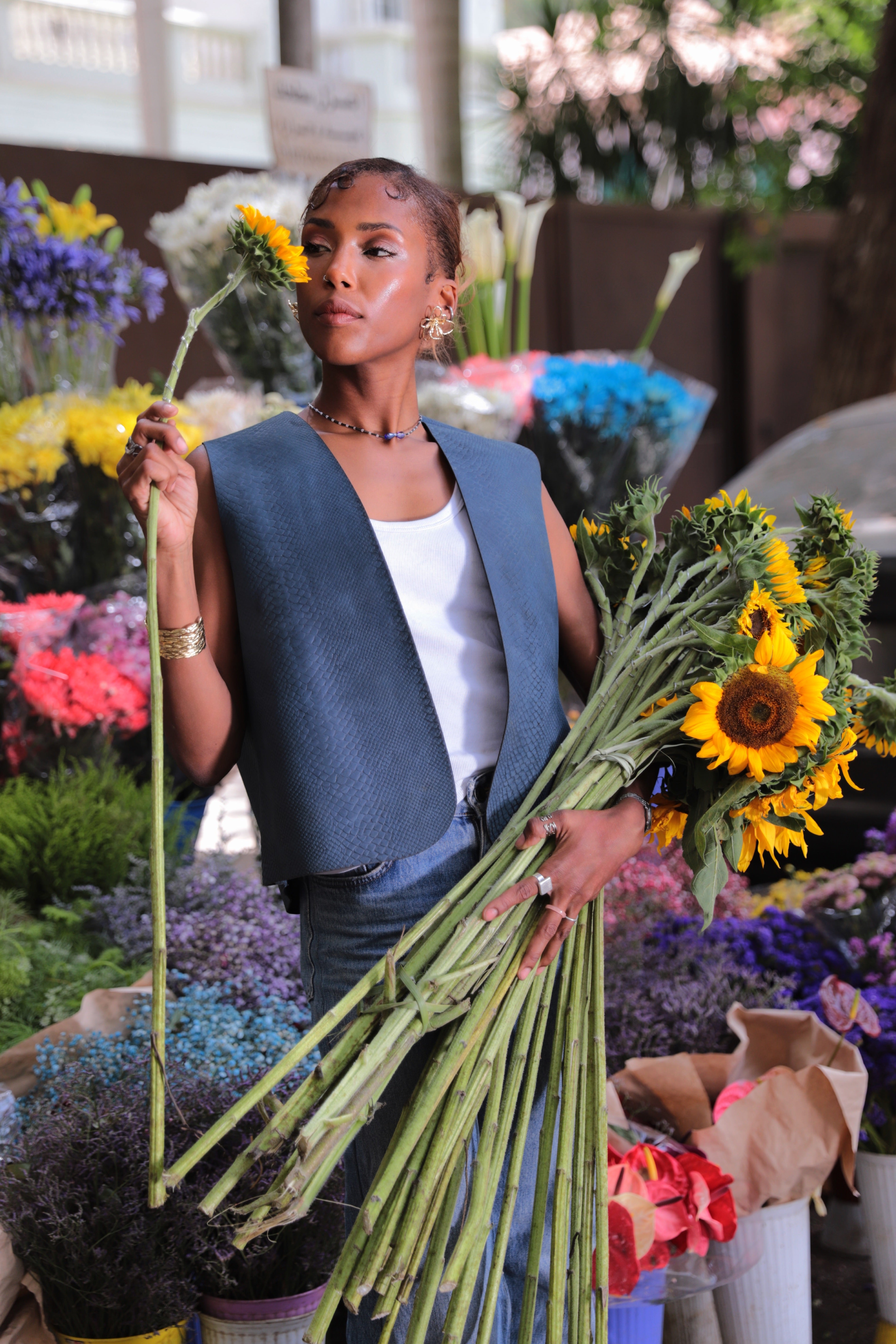 The Jazi Vest in Petrol Blue