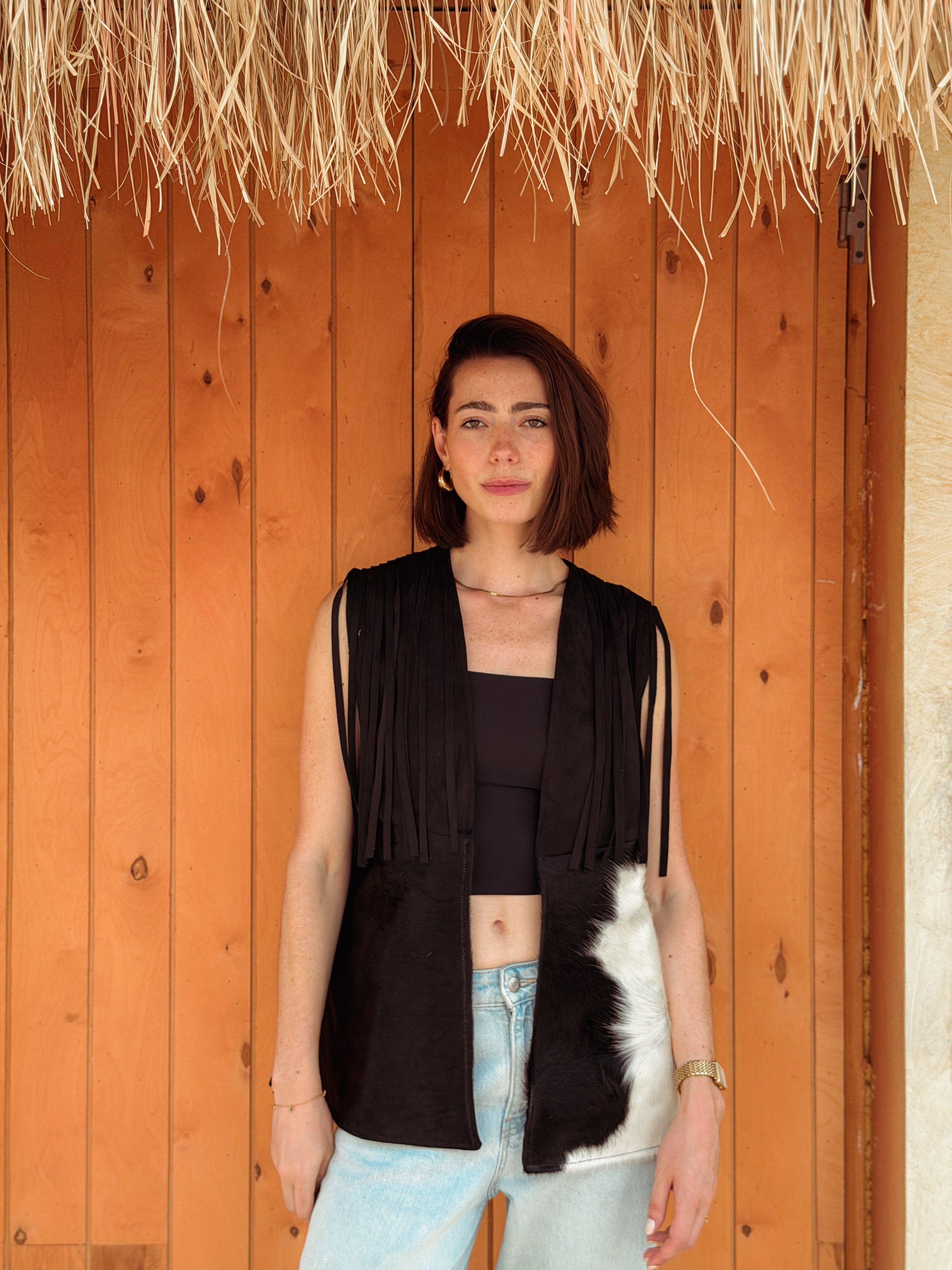 Velura Vest – Natural Cow Leather ( PATTERN 4 )