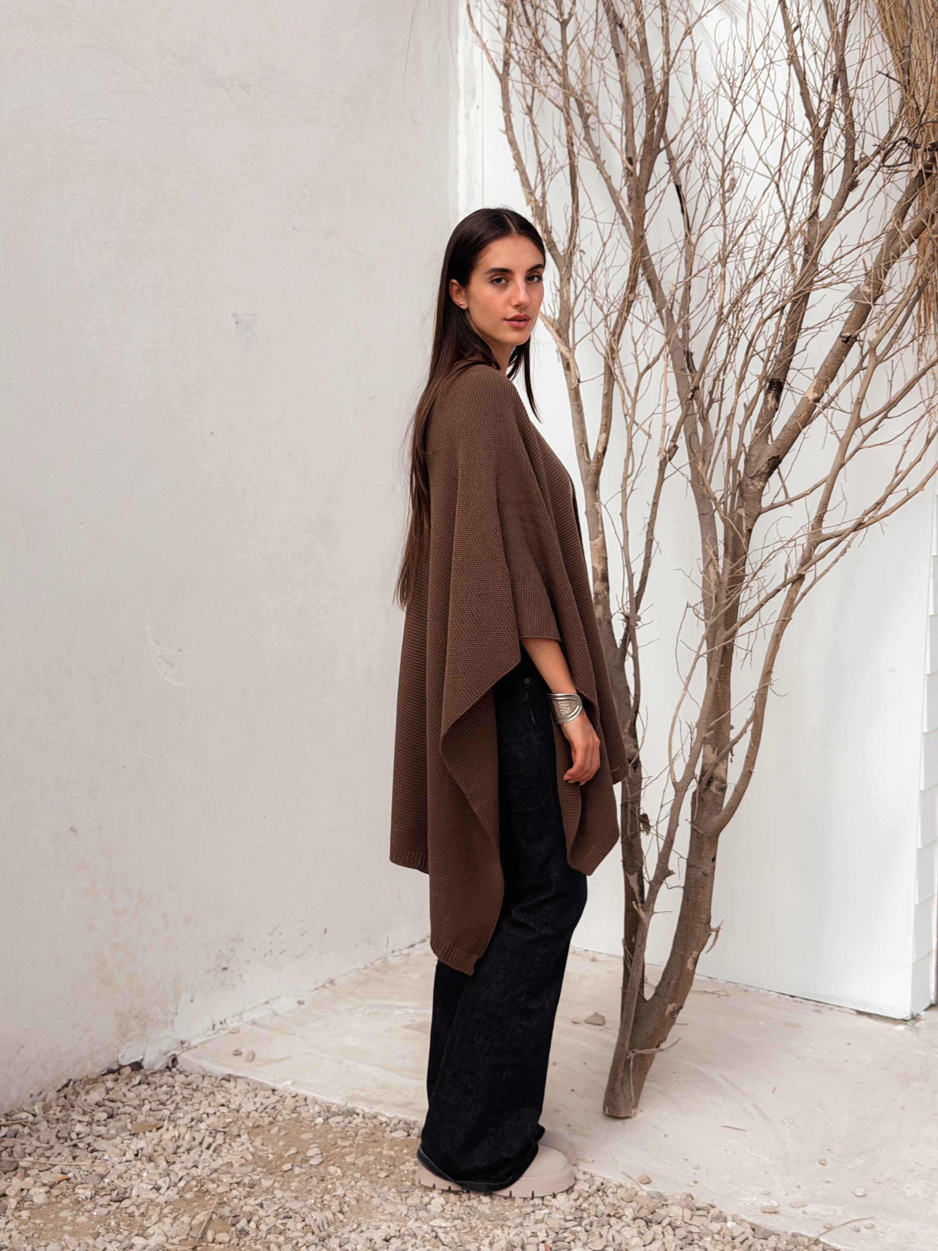 Aira Brown Knit Cape - BerriessDesigns