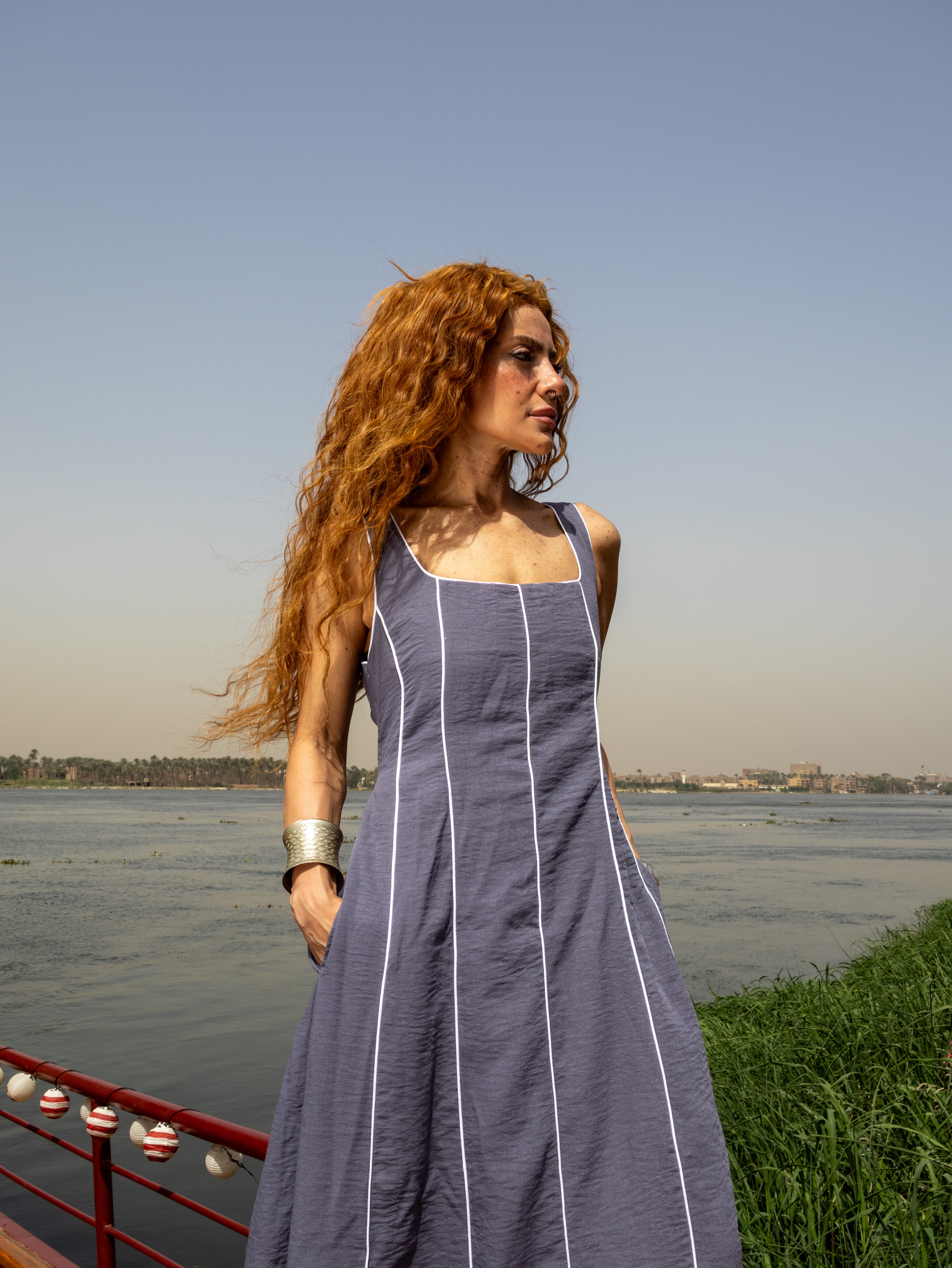 Jude Dress in Slate Grey-Blue
