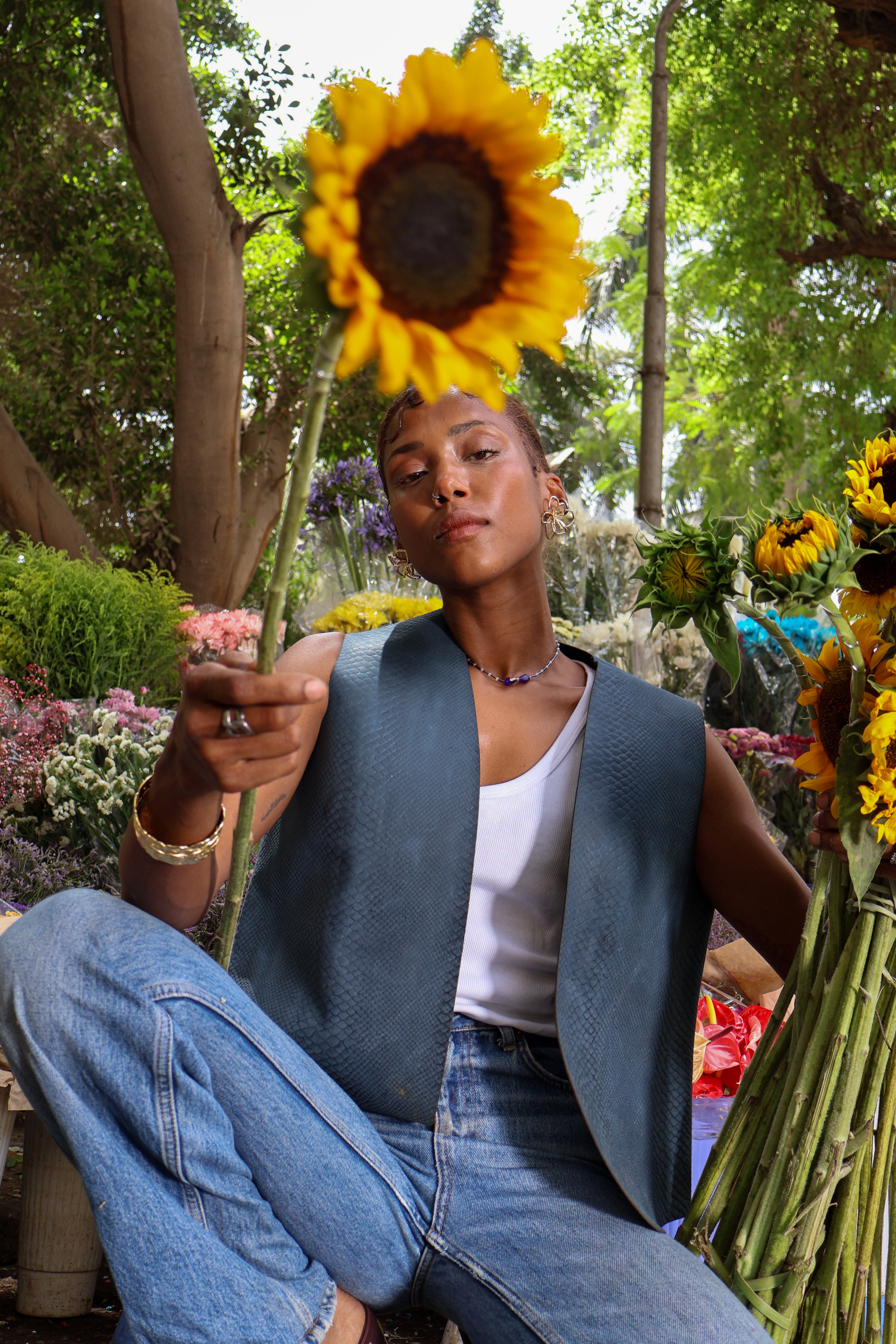 The Jazi Vest in Petrol Blue
