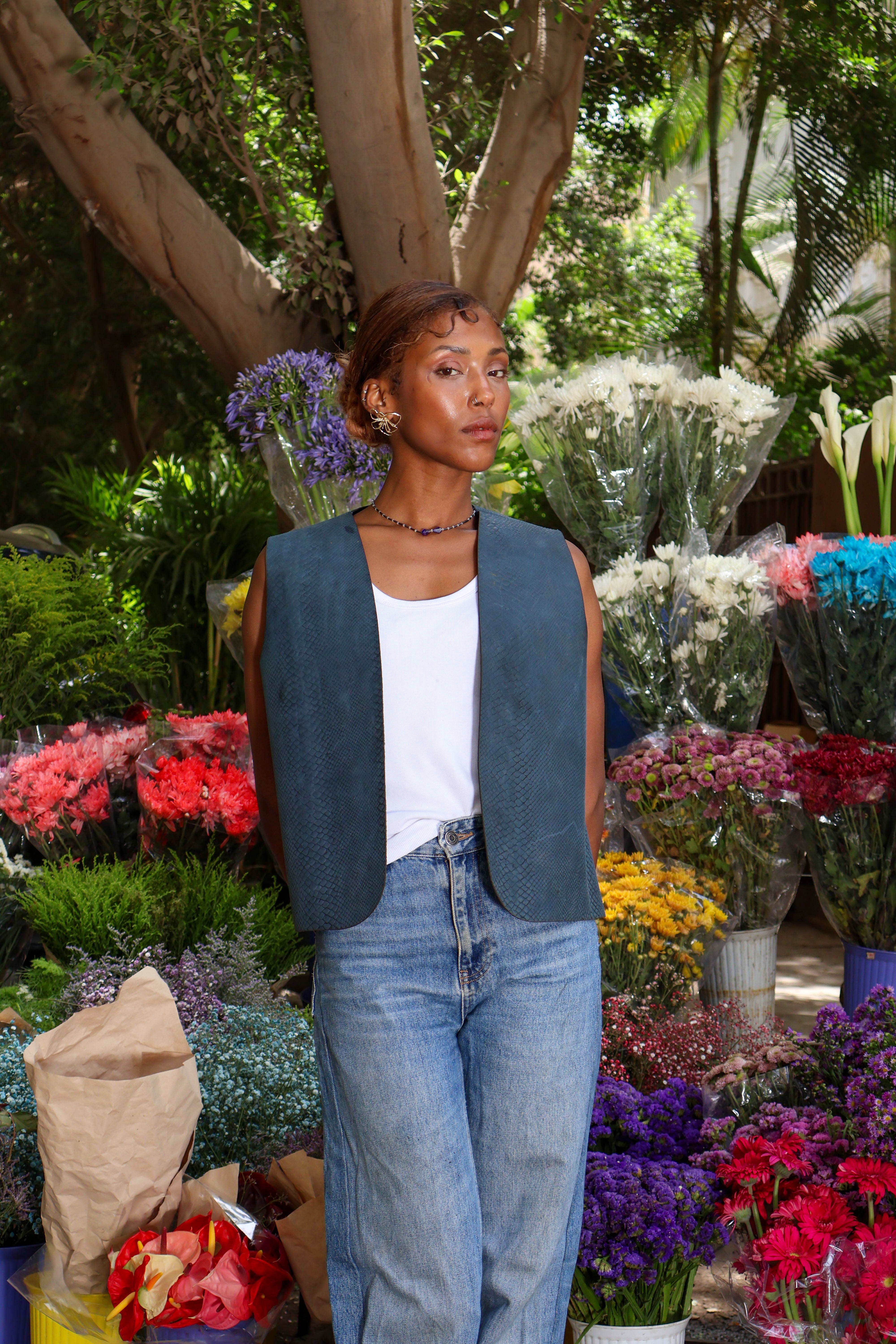 The Jazi Vest in Petrol Blue