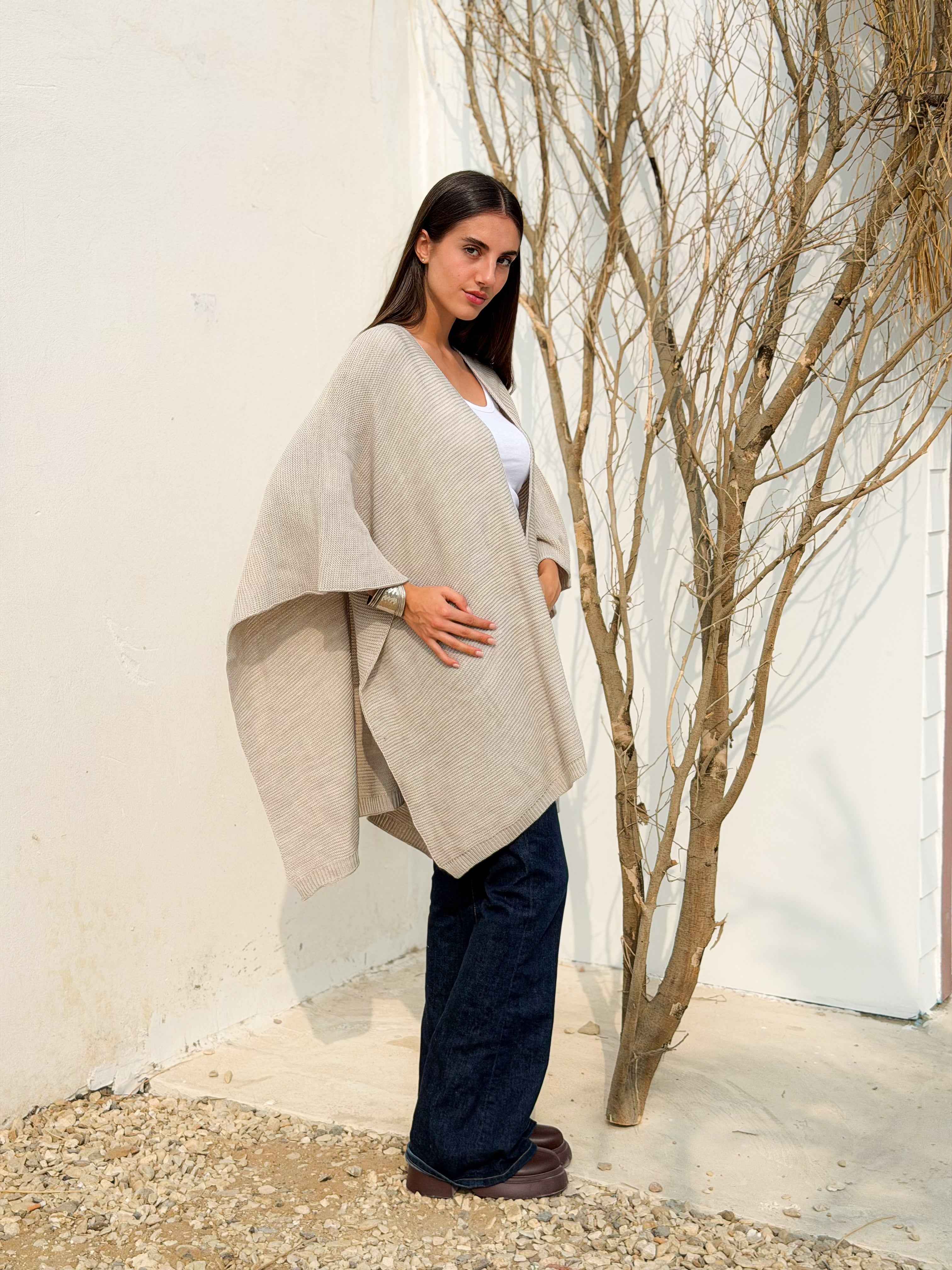 Aira Beige Knit Cape
