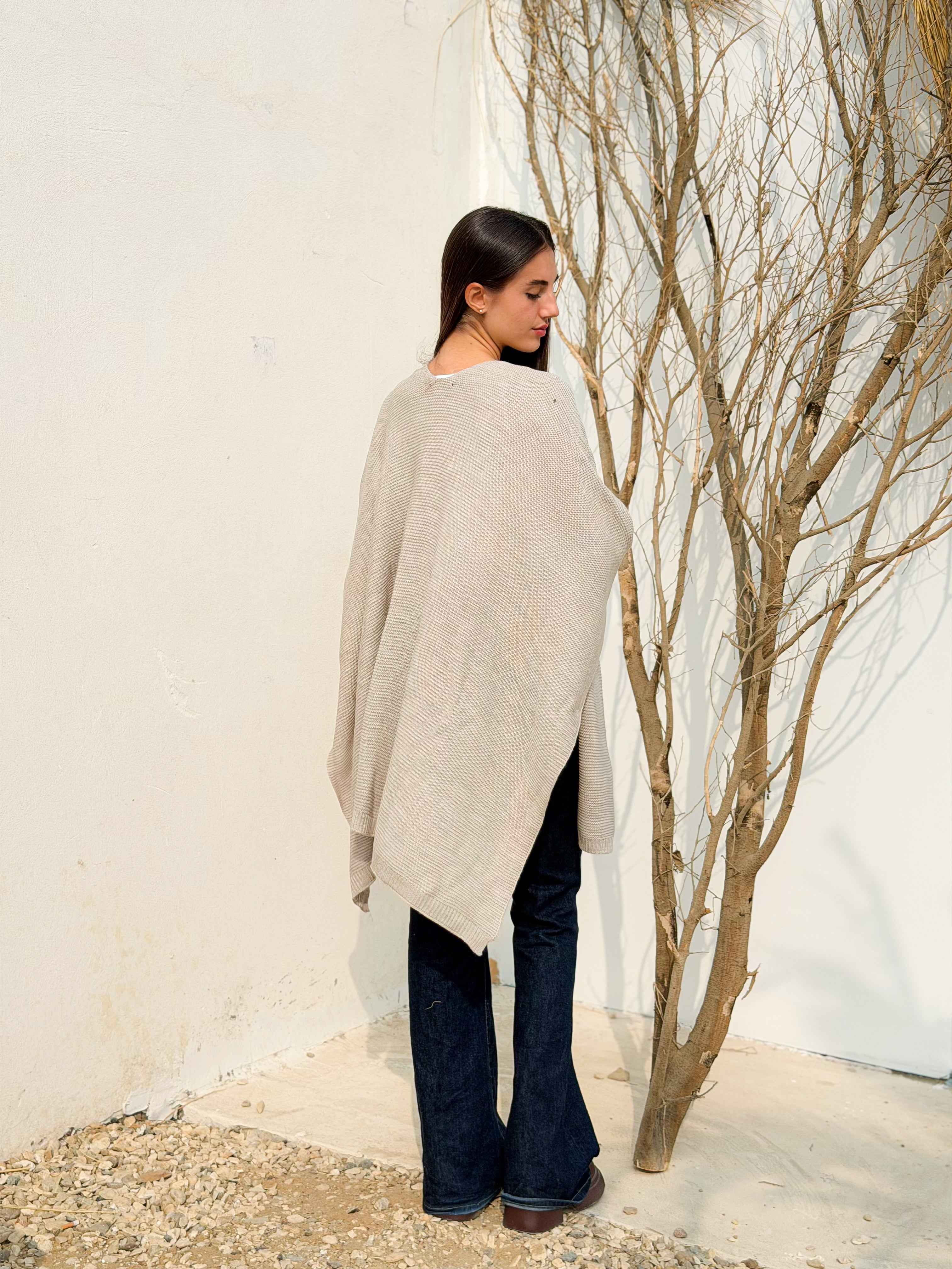 Aira Beige Knit Cape