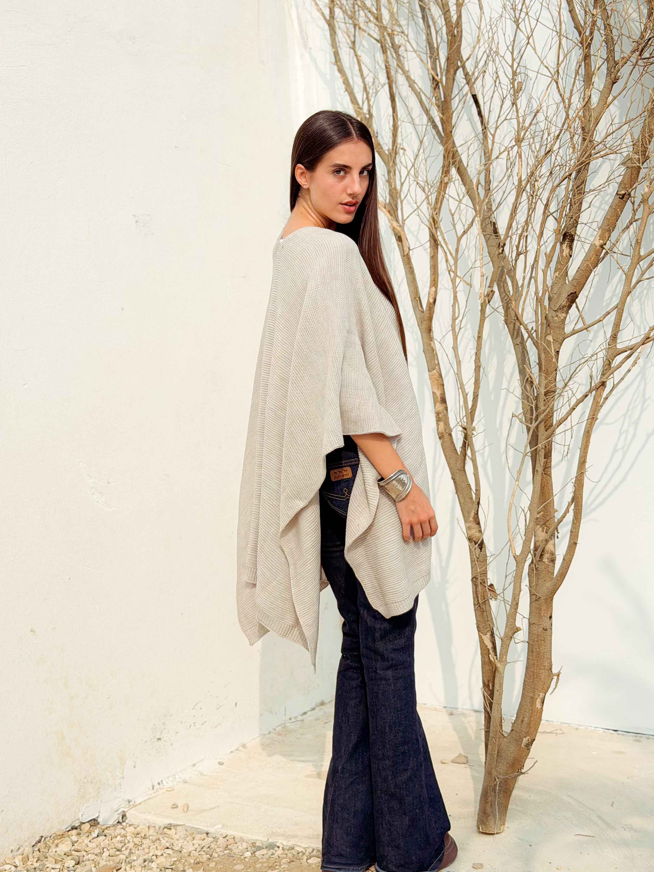 Aira Beige Knit Cape