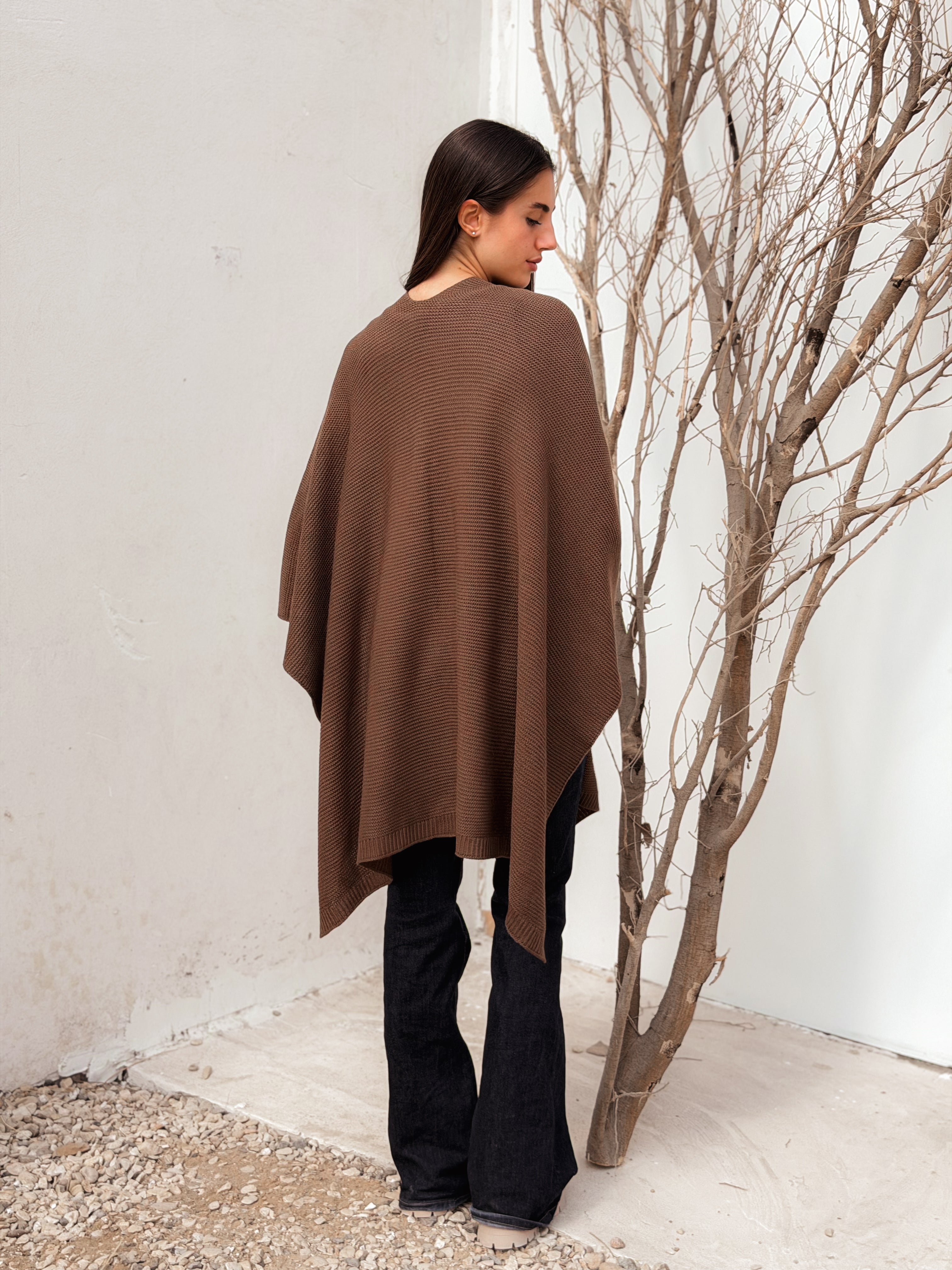 Aira Brown Knit Cape - BerriessDesigns