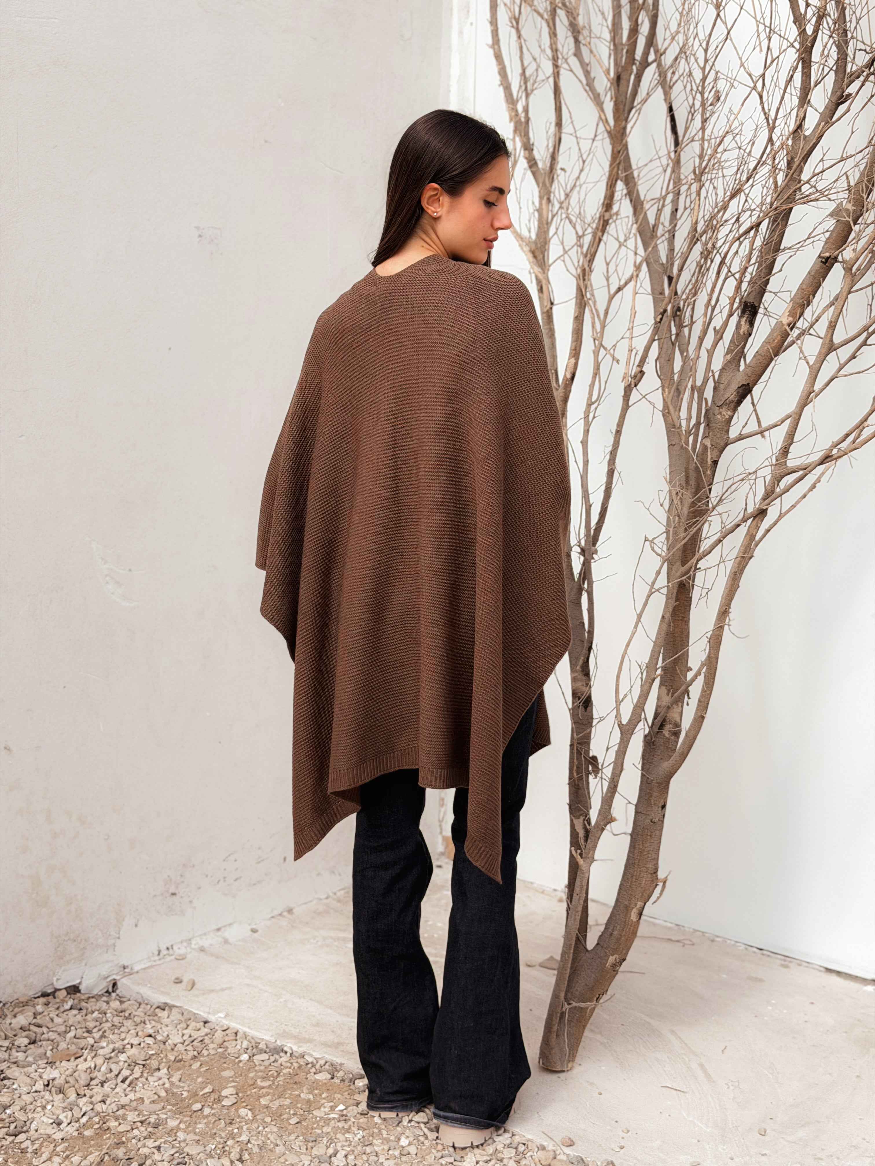 Aira Brown Knit Cape - BerriessDesigns
