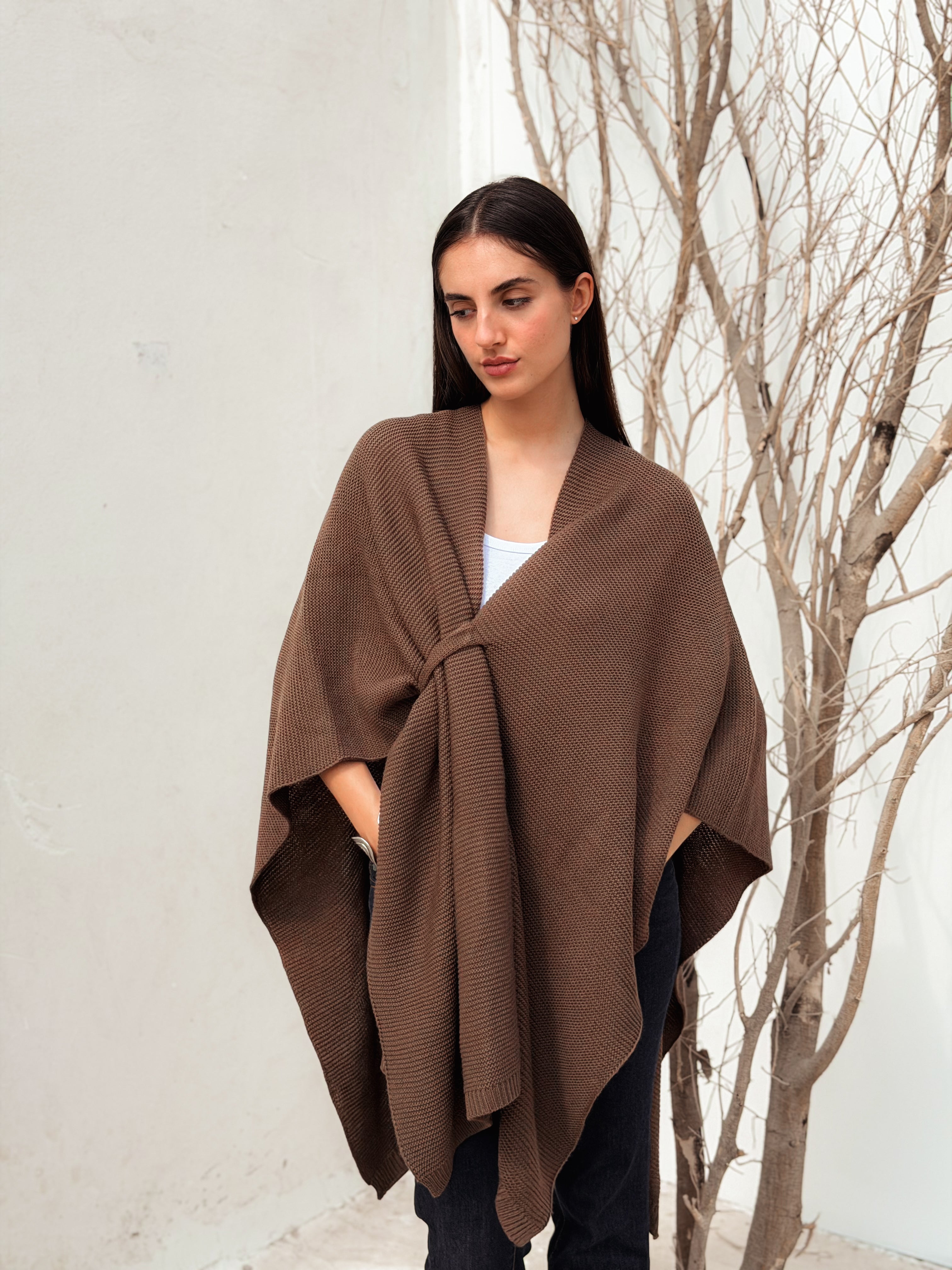 Aira Brown Knit Cape - BerriessDesigns