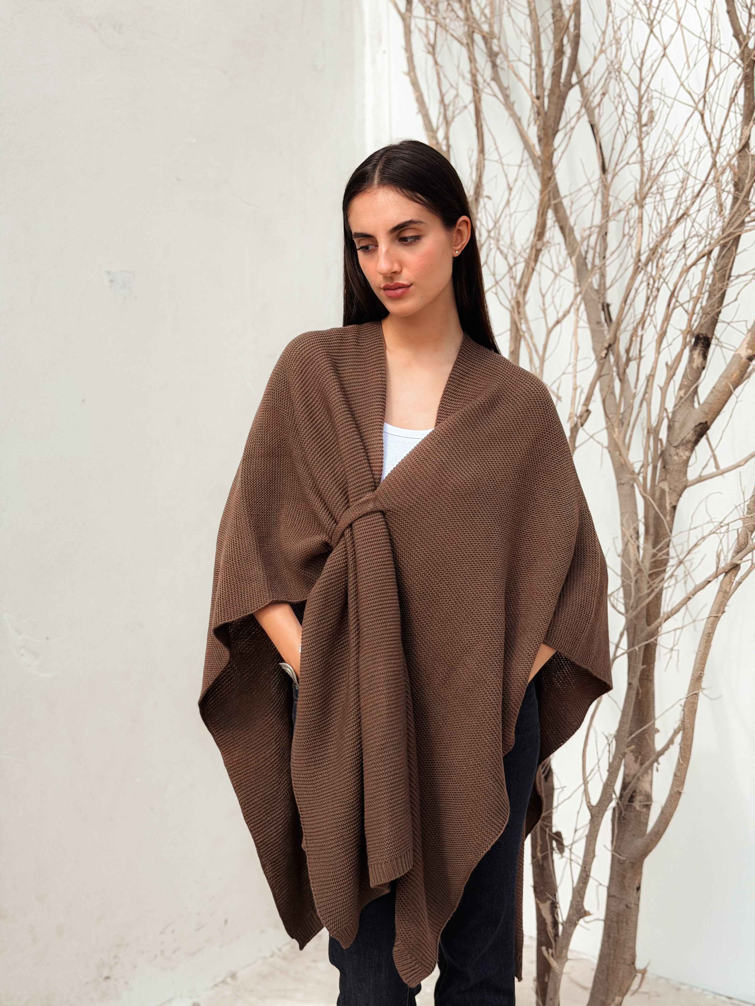 Aira Brown Knit Cape - BerriessDesigns