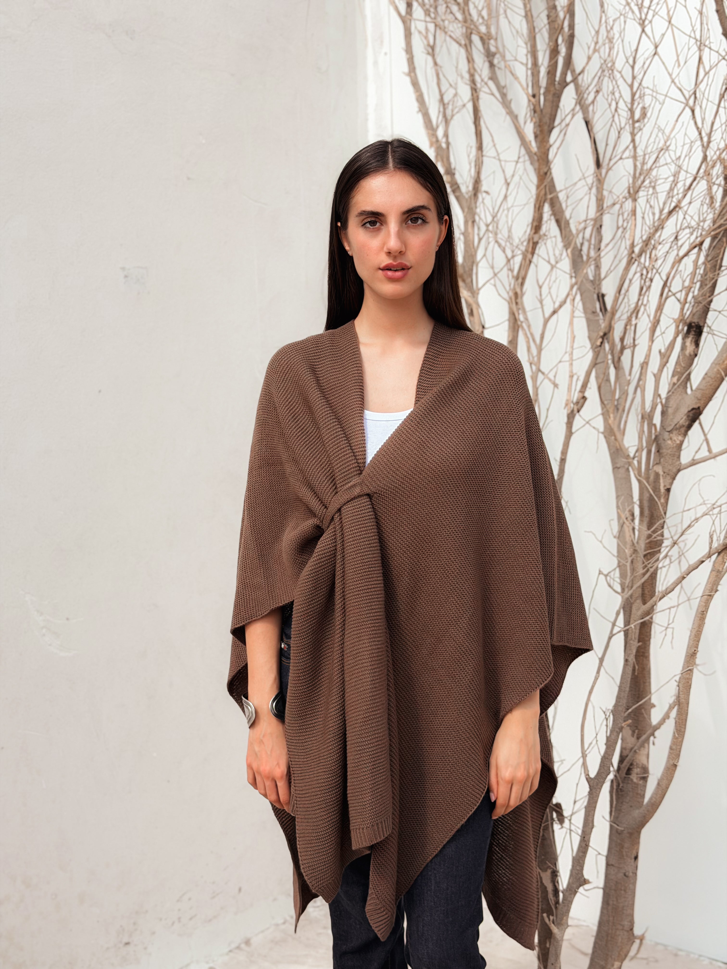 Aira Brown Knit Cape - BerriessDesigns