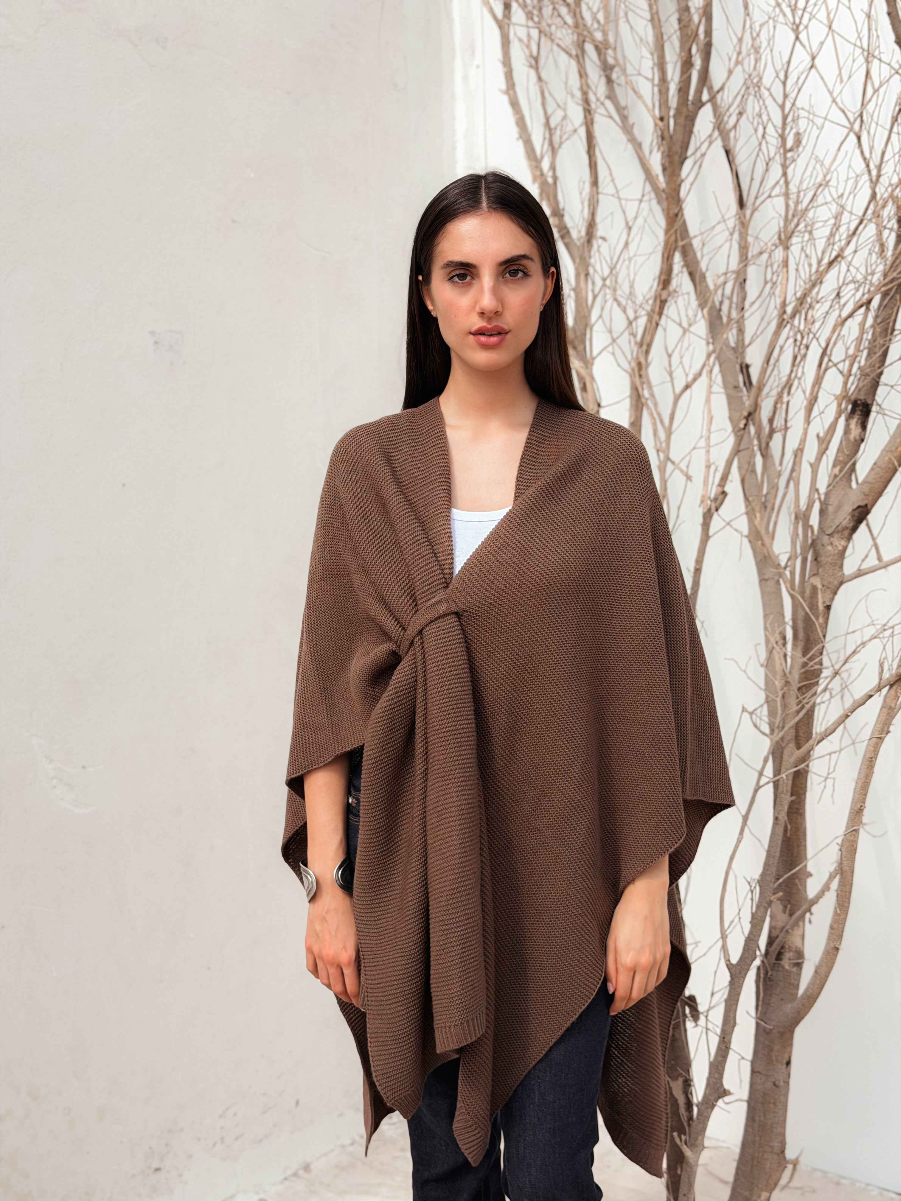 Aira Brown Knit Cape - BerriessDesigns