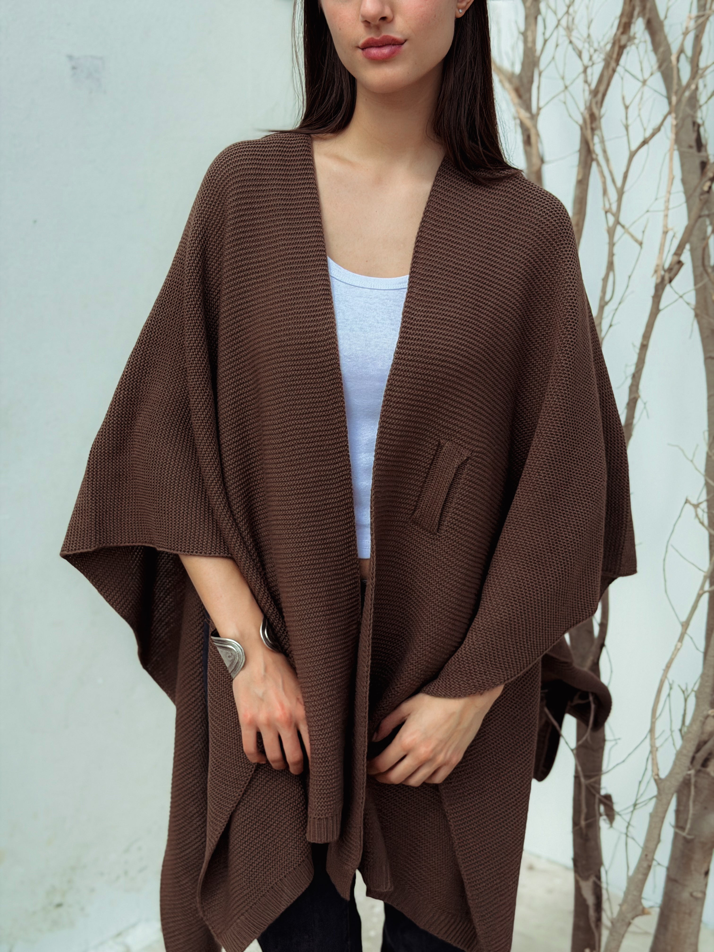 Aira Brown Knit Cape - BerriessDesigns