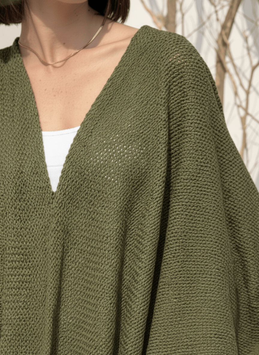 Aira Olive Green Knit Cape - BerriessDesigns