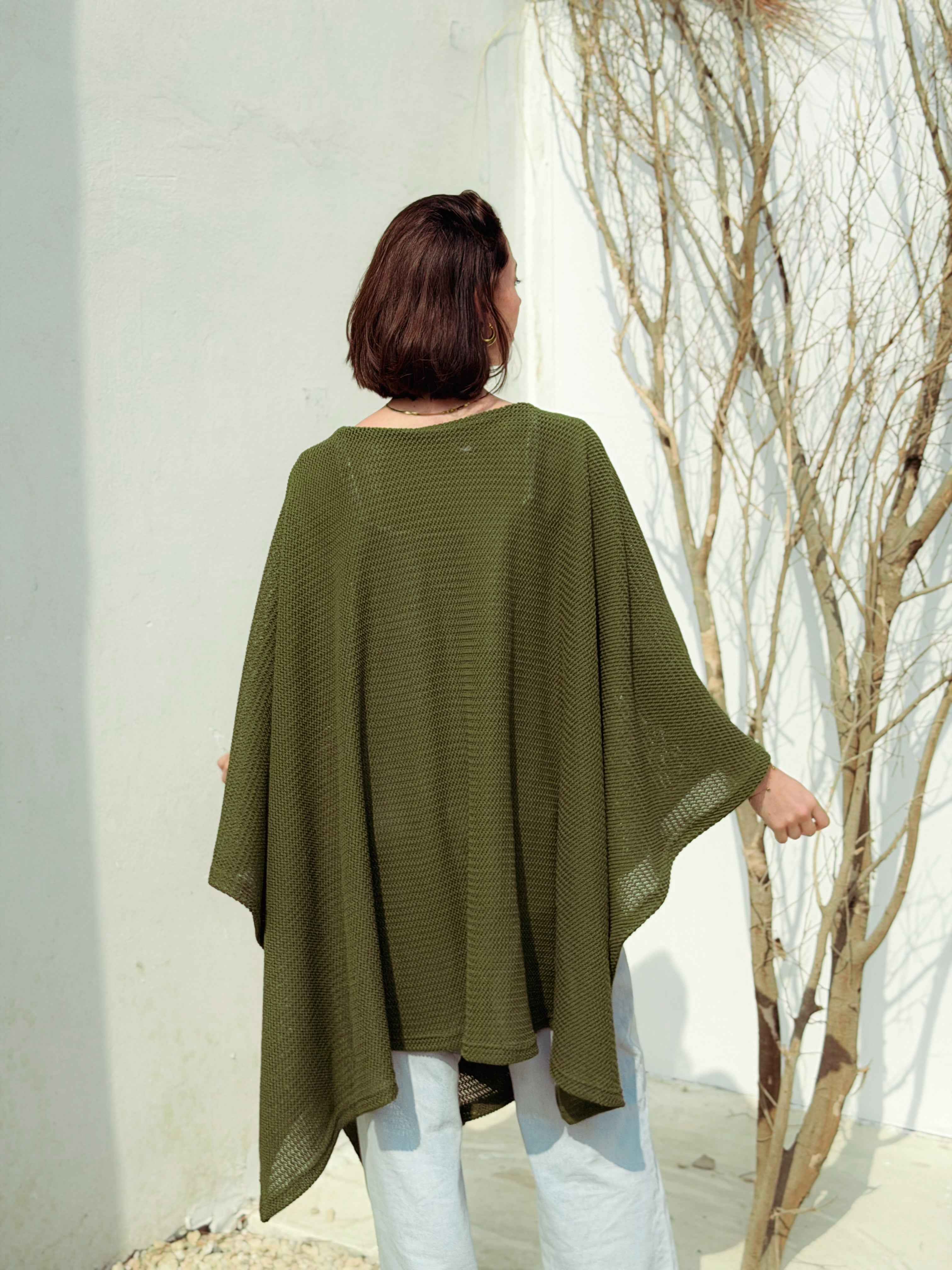 Aira Olive Green Knit Cape