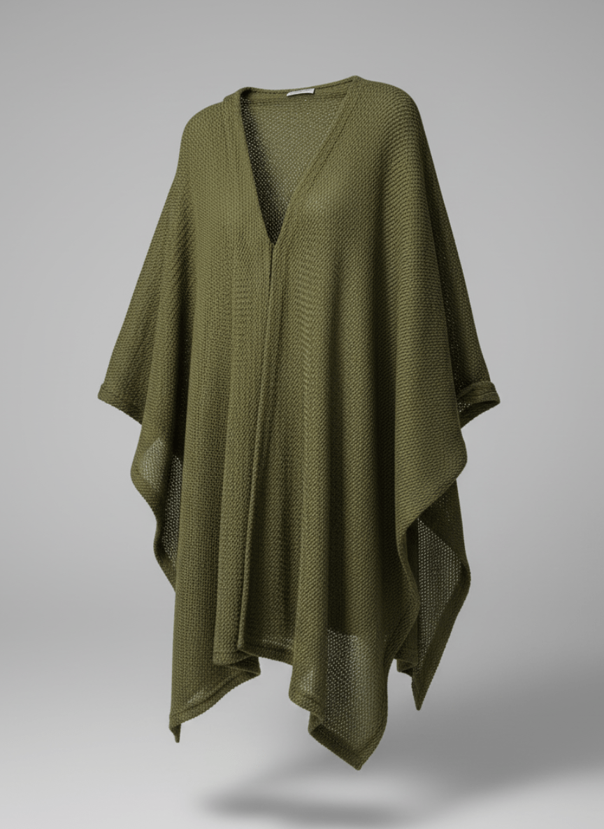 Aira Olive Green Knit Cape - BerriessDesigns