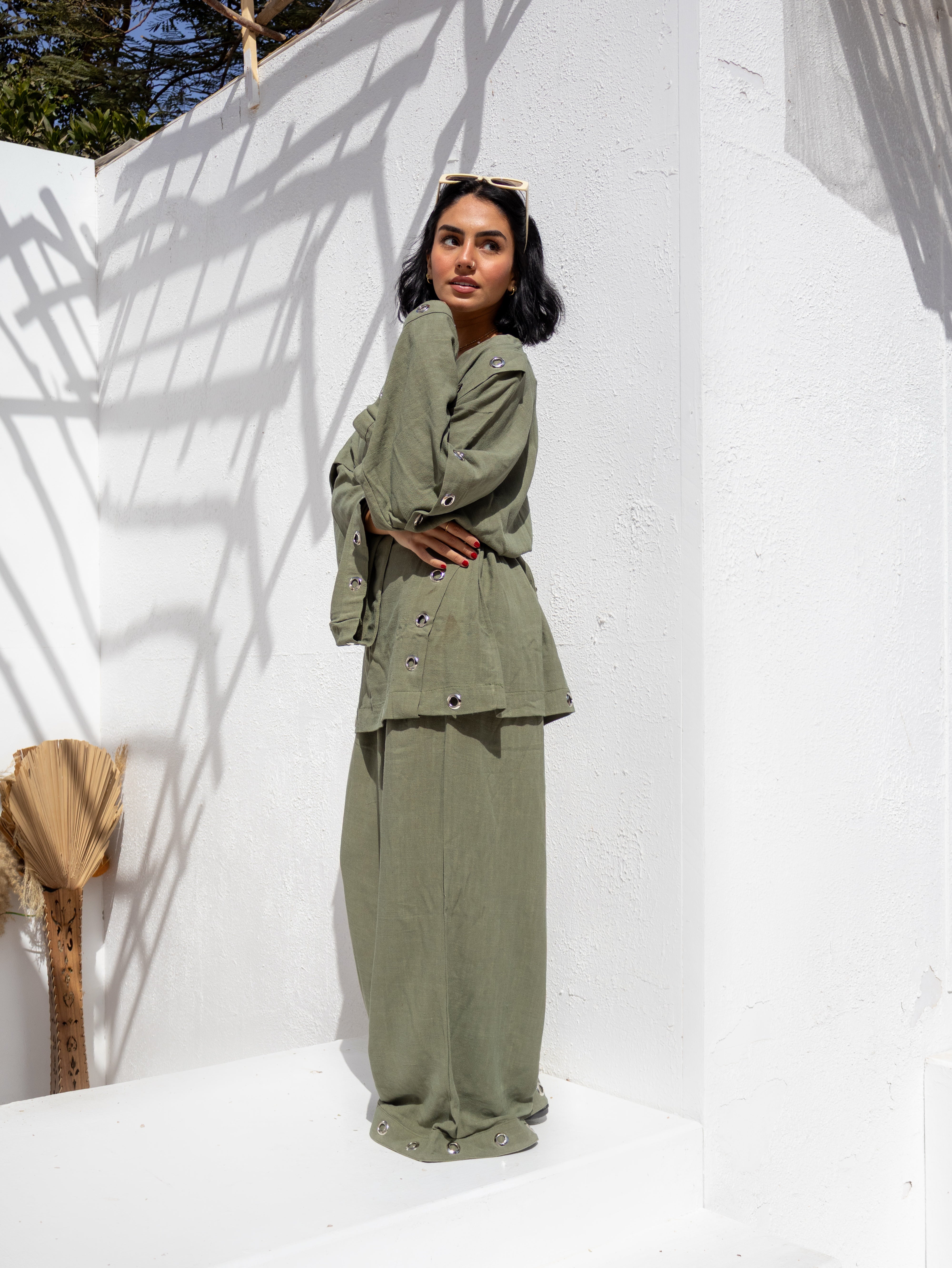 Olive green Qammar Set - BerriessDesigns