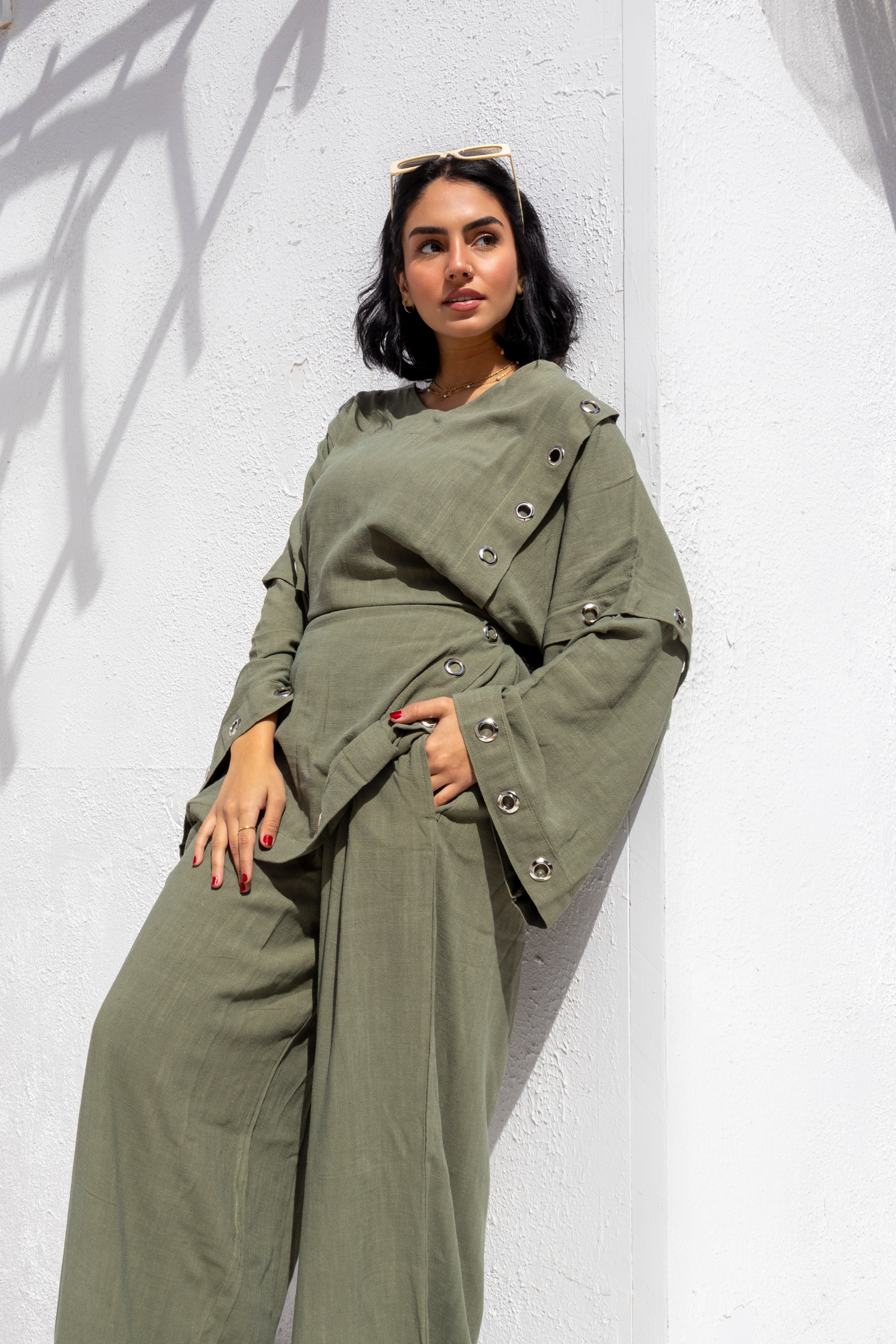 Olive green Qammar Set - BerriessDesigns