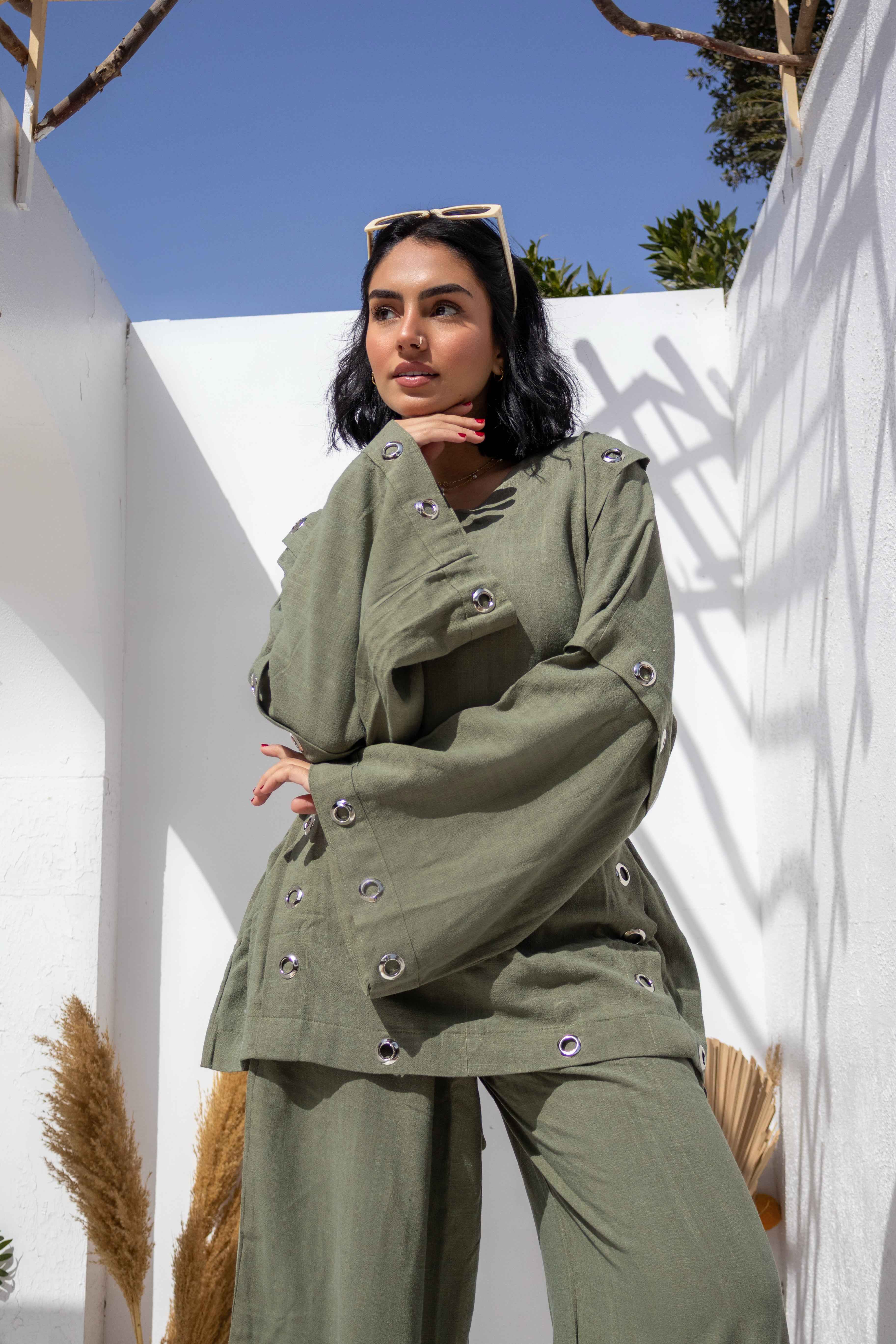Olive green Qammar Set - BerriessDesigns