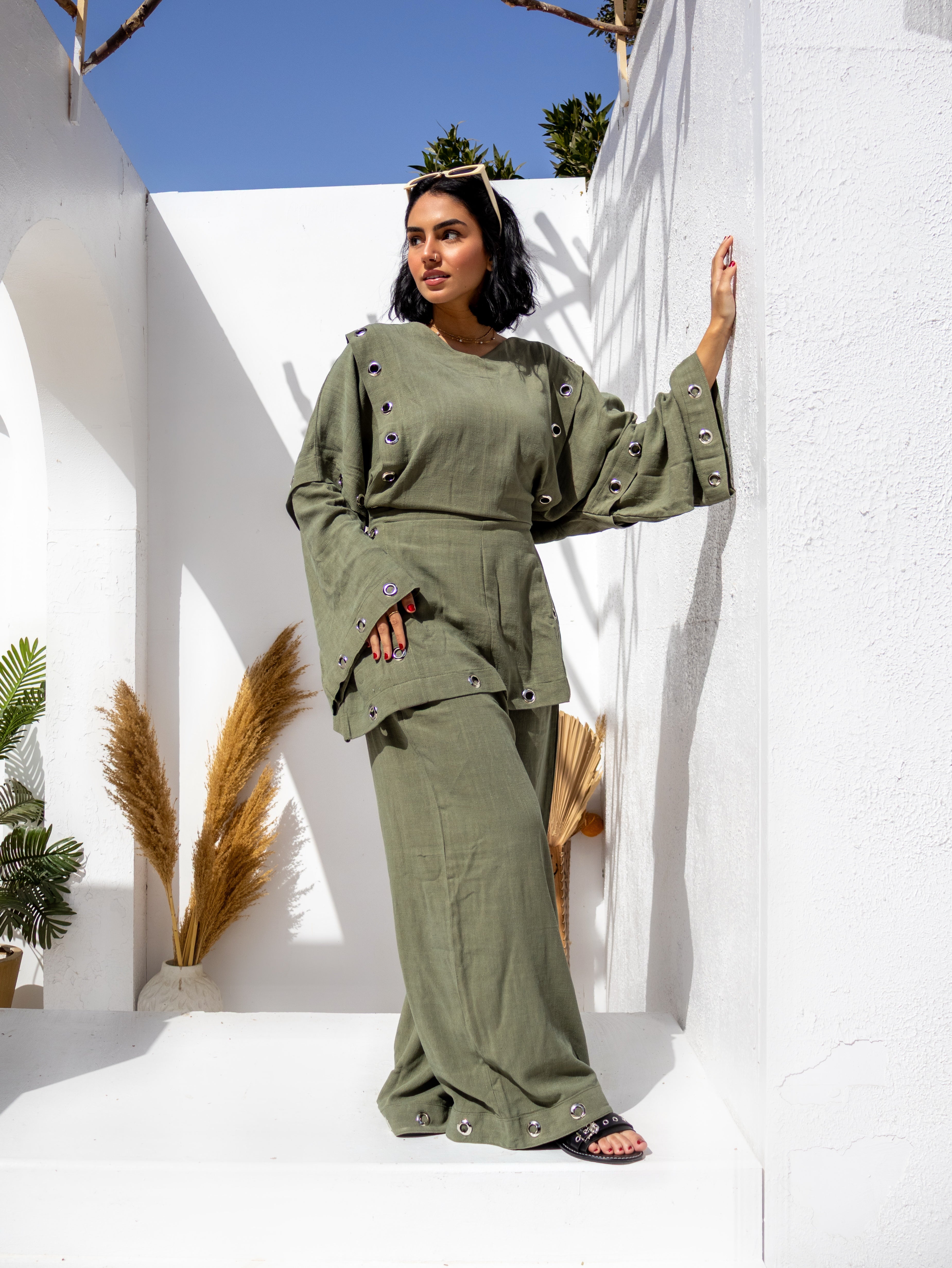 Olive green Qammar Set - BerriessDesigns