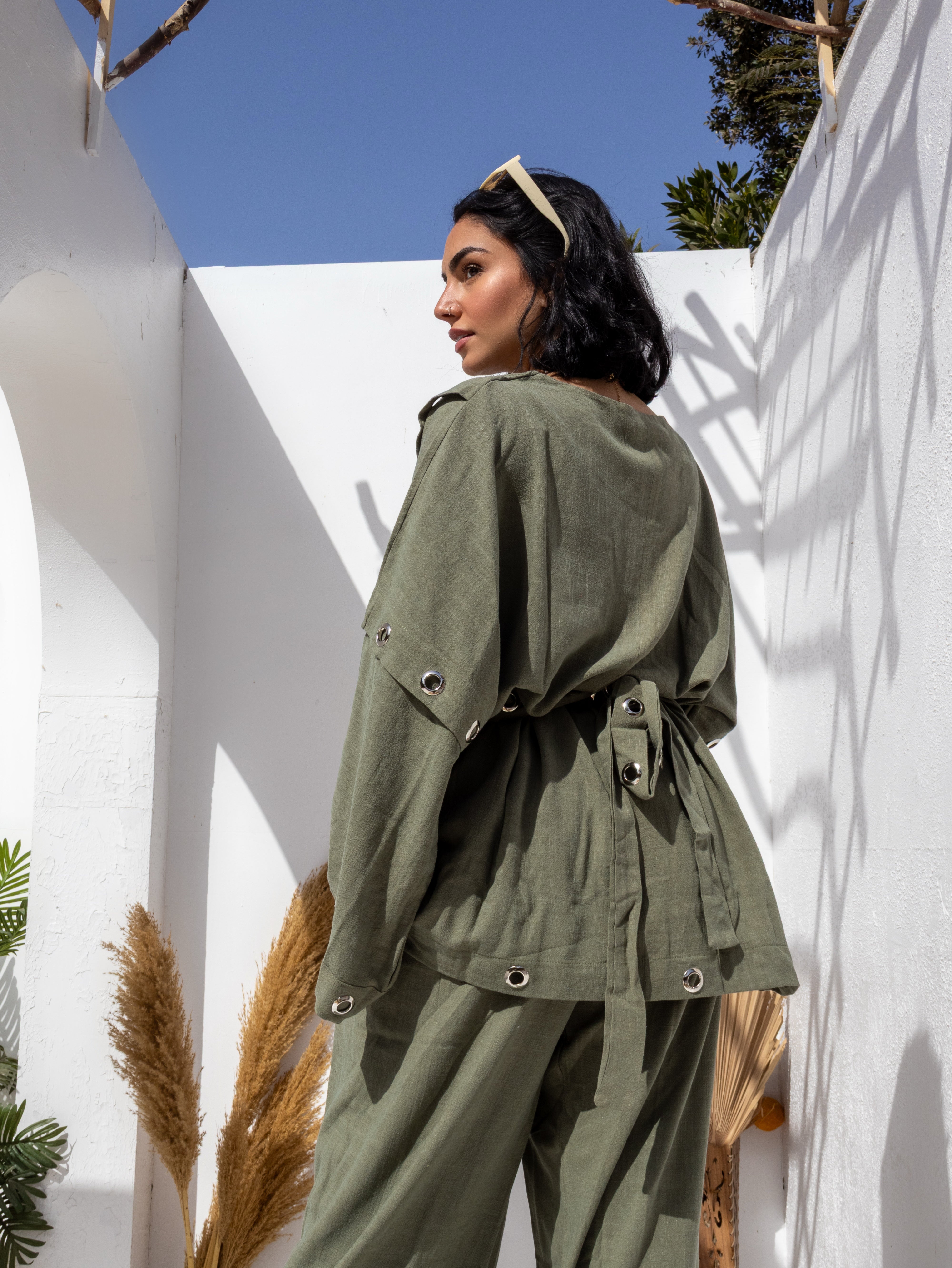 Olive green Qammar Set - BerriessDesigns