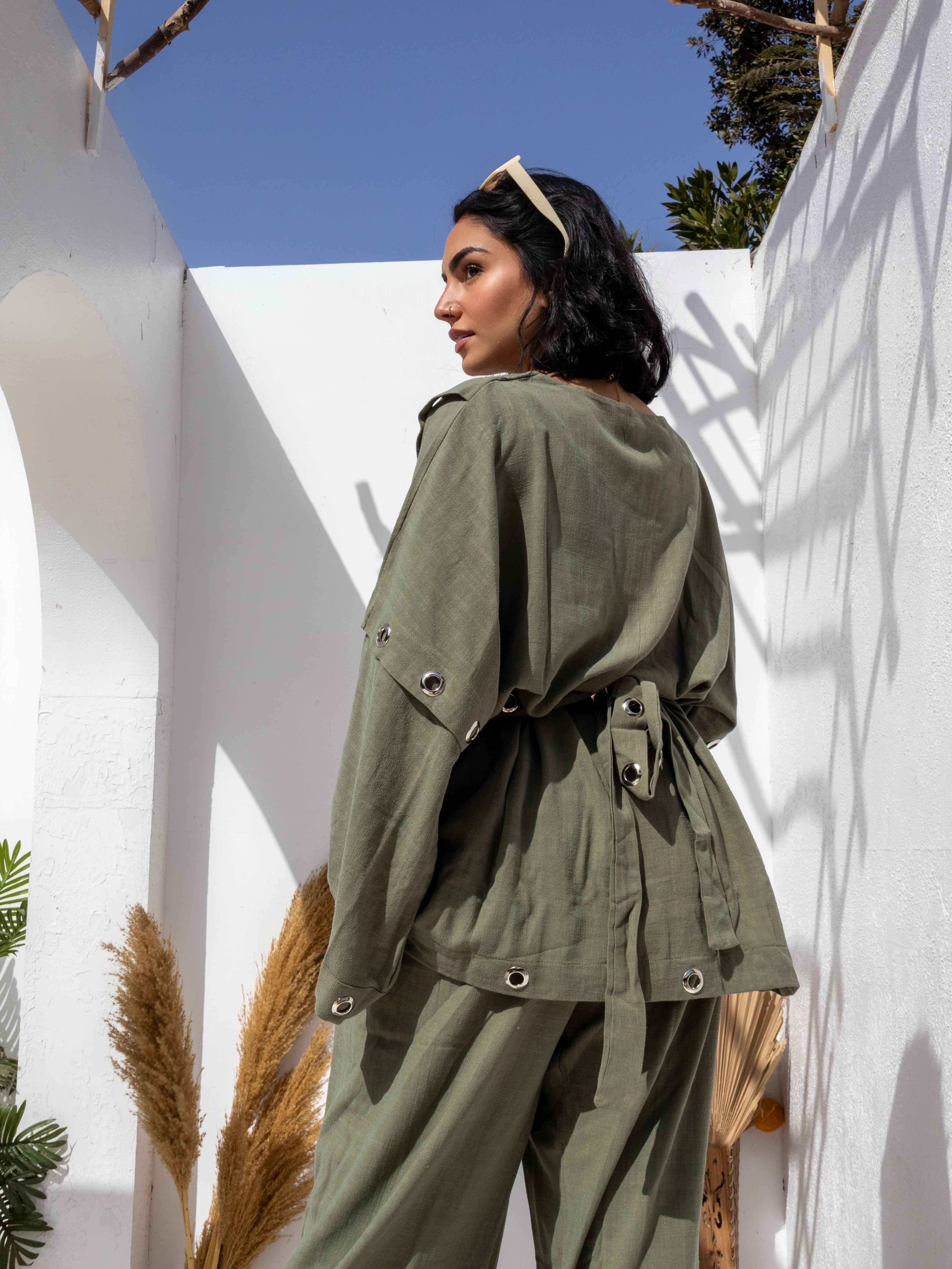 Olive green Qammar Set - BerriessDesigns