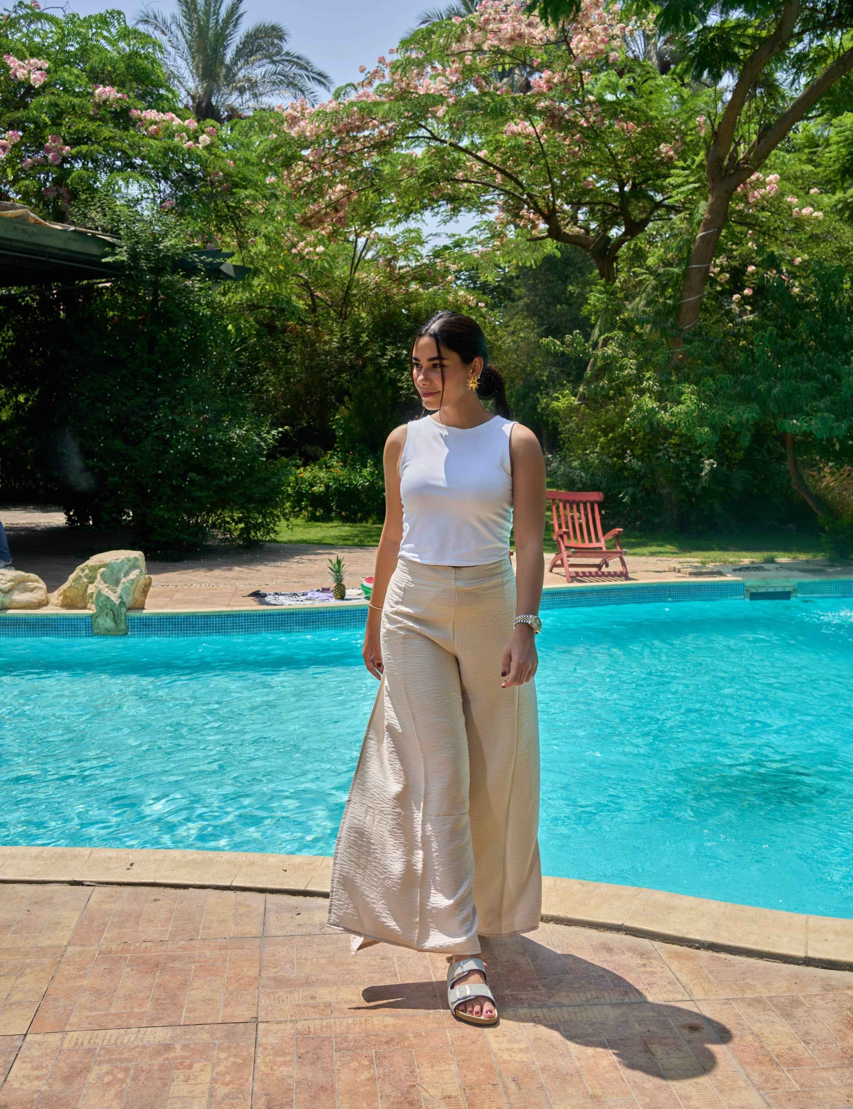 RAMLAH Beige Wrap Pants - BerriessDesigns