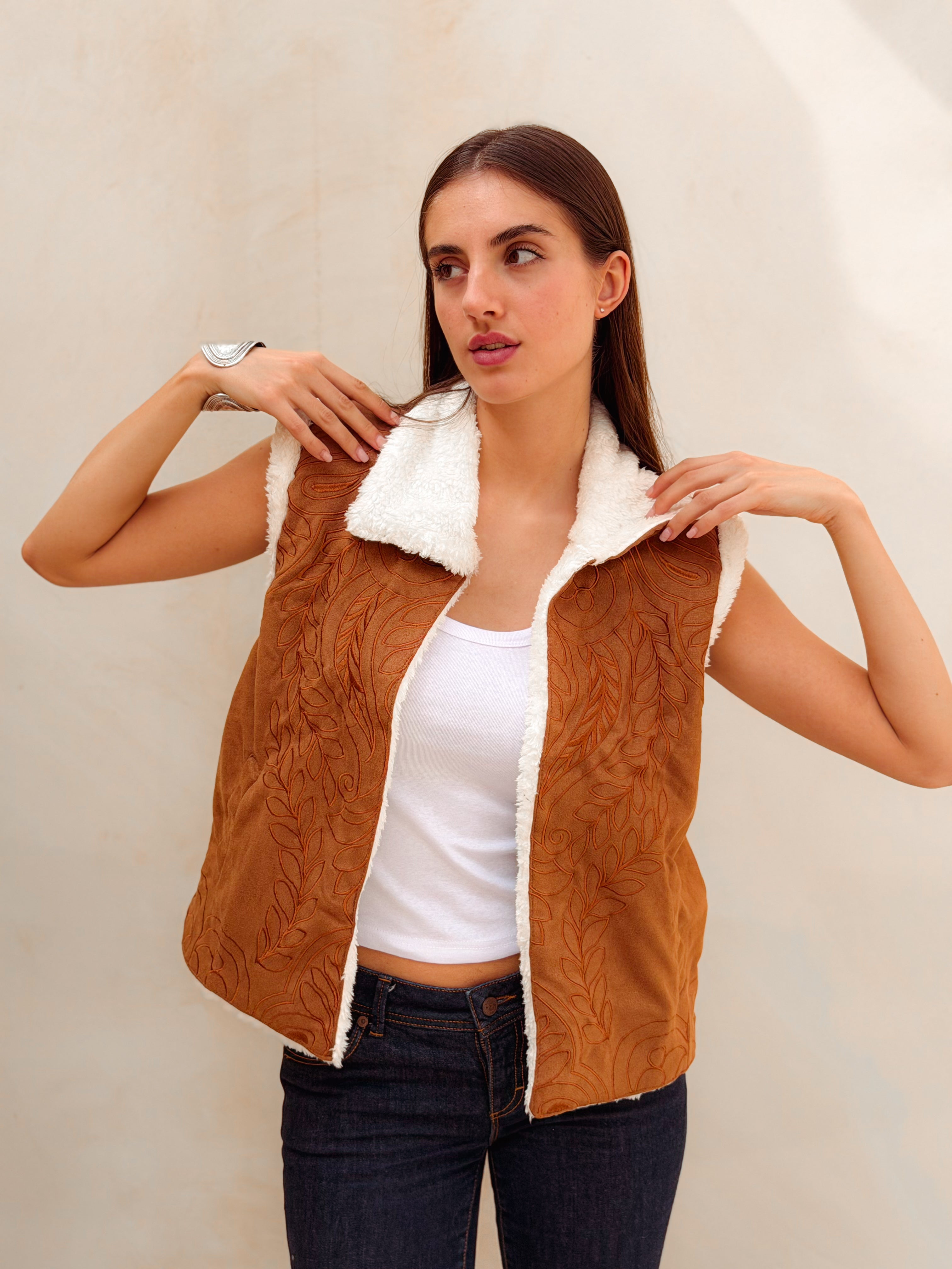 Rêve Warm Caramel Brown Vest - BerriessDesigns