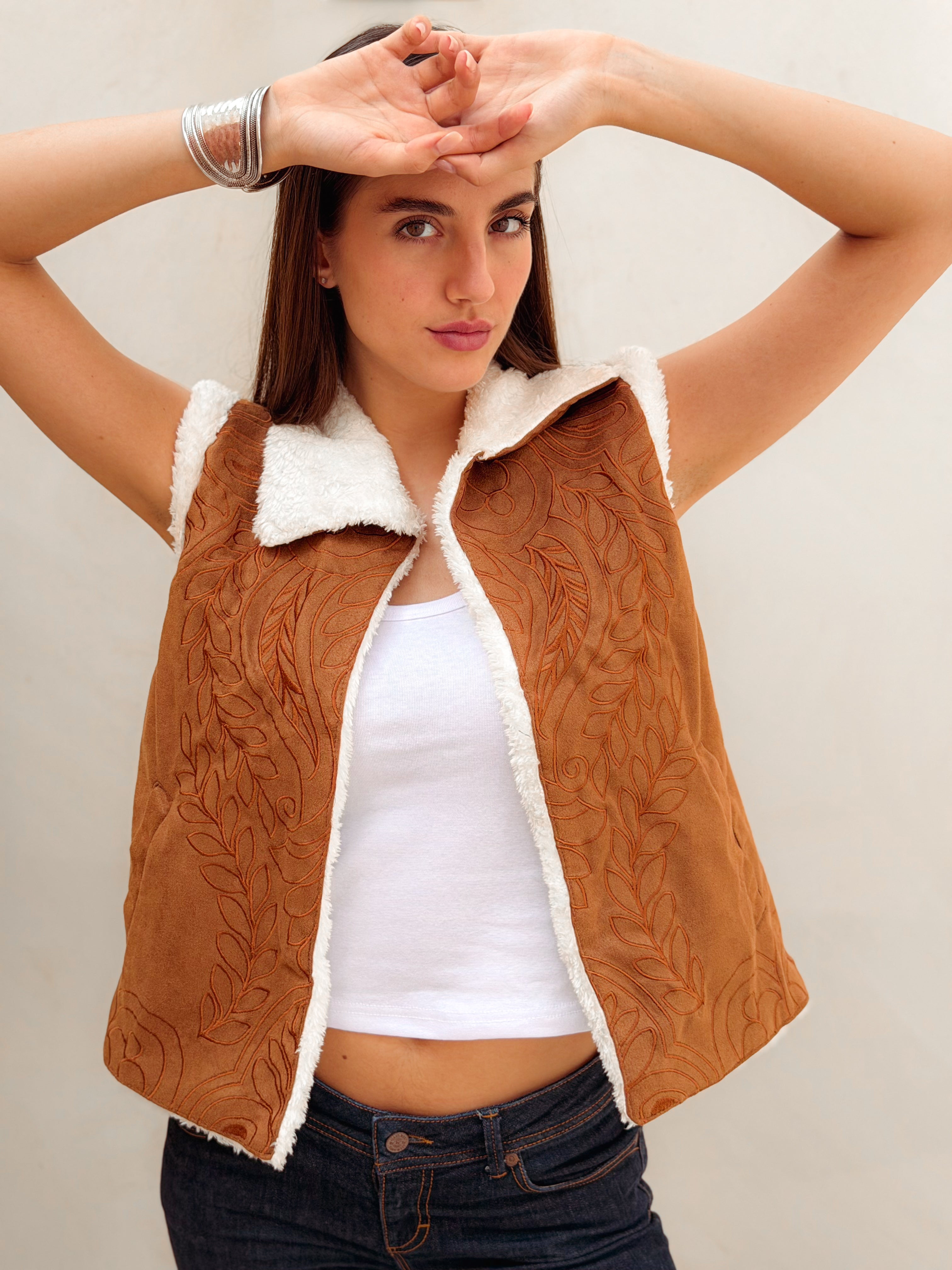 Rêve Warm Caramel Brown Vest - BerriessDesigns