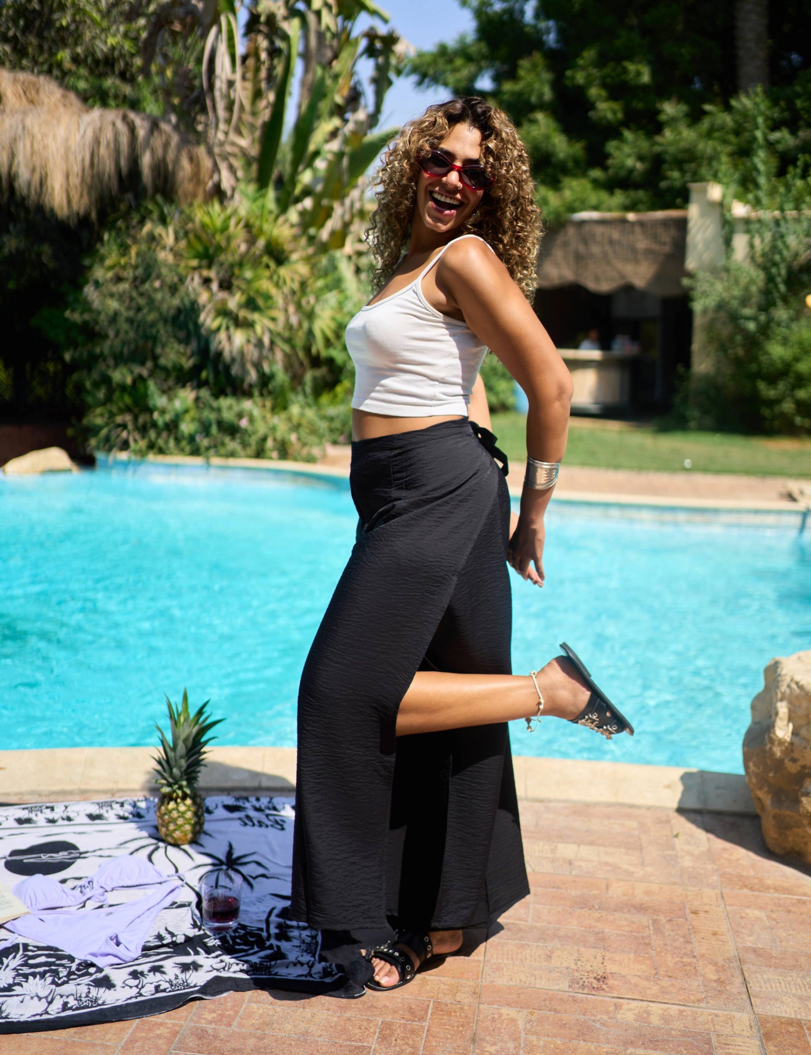 The RAMLA Black Wrap Pants - BerriessDesigns