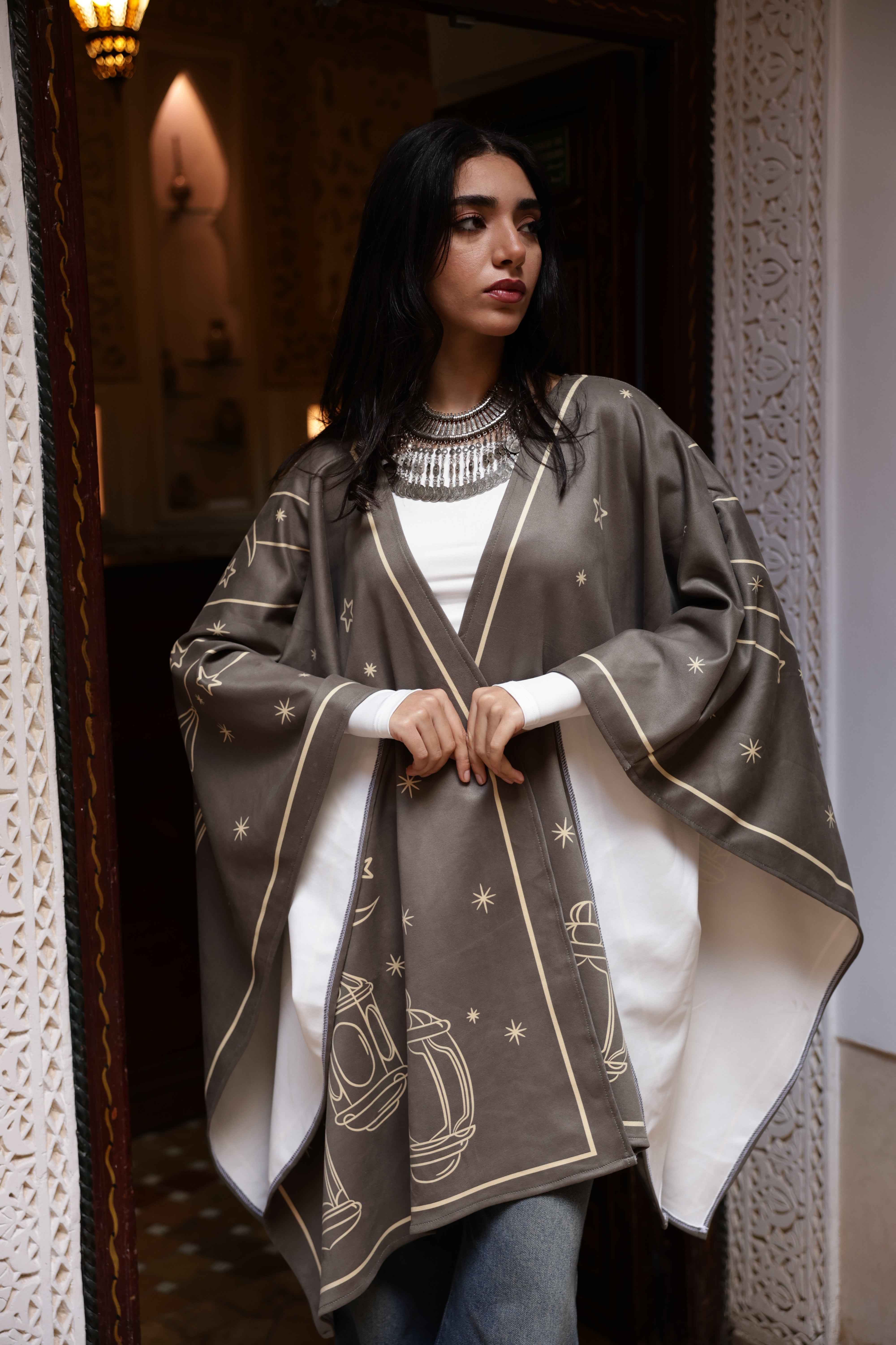 Turath Mocha Grey Cape - BerriessDesigns