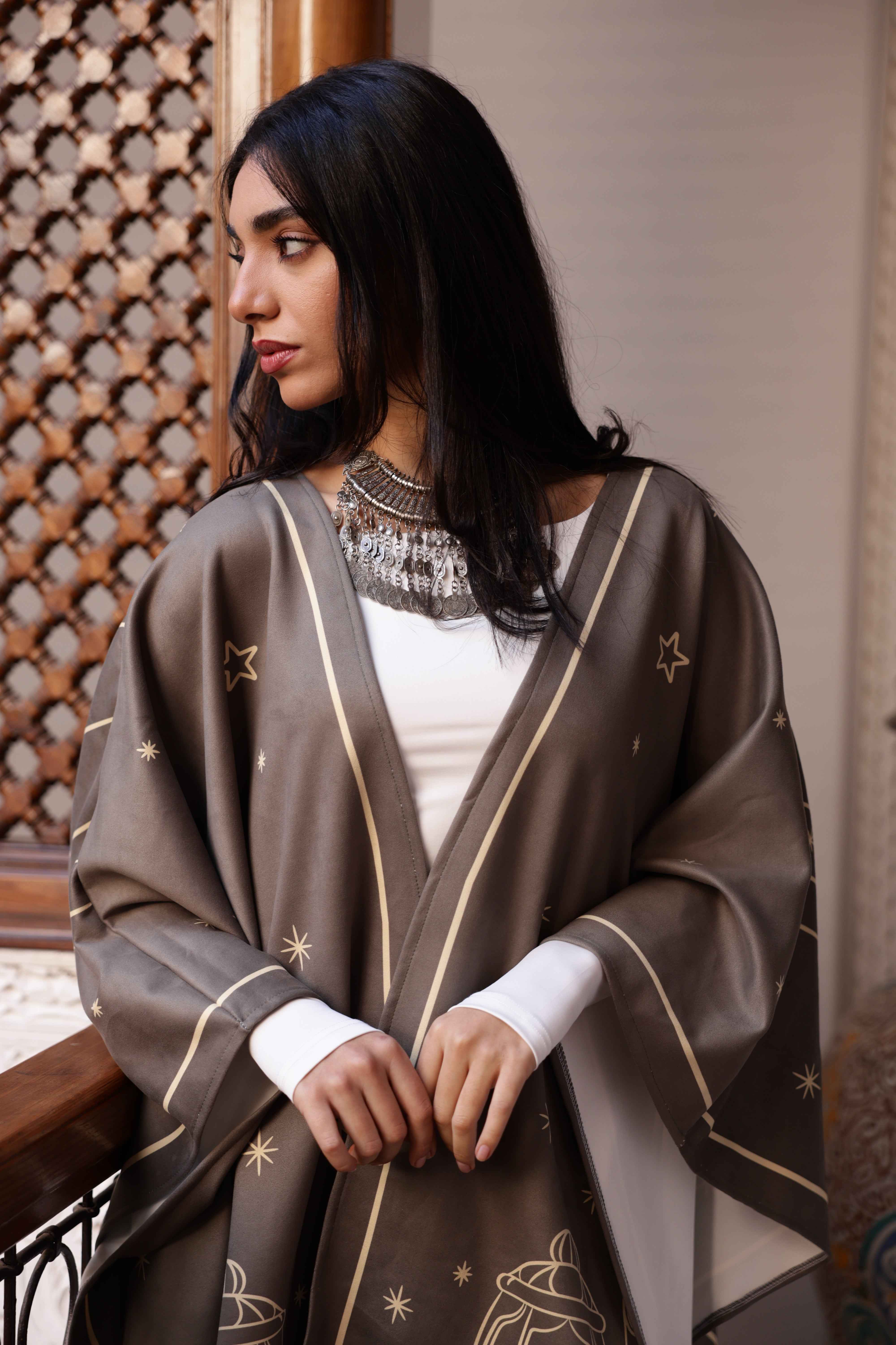 Turath Mocha Grey Cape - BerriessDesigns