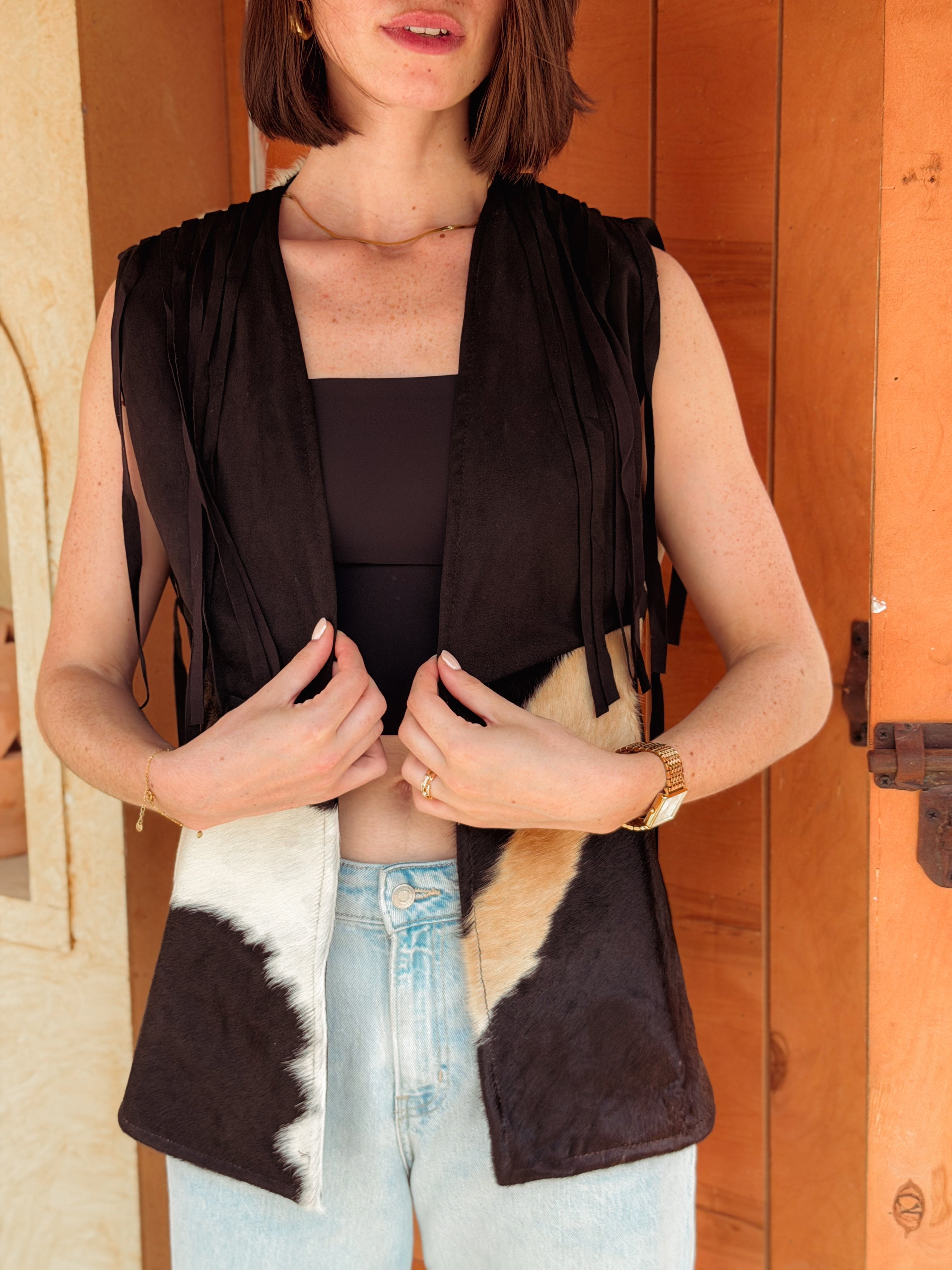 Velura Vest – Natural Cow Leather ( PATTERN 1 ) - BerriessDesigns