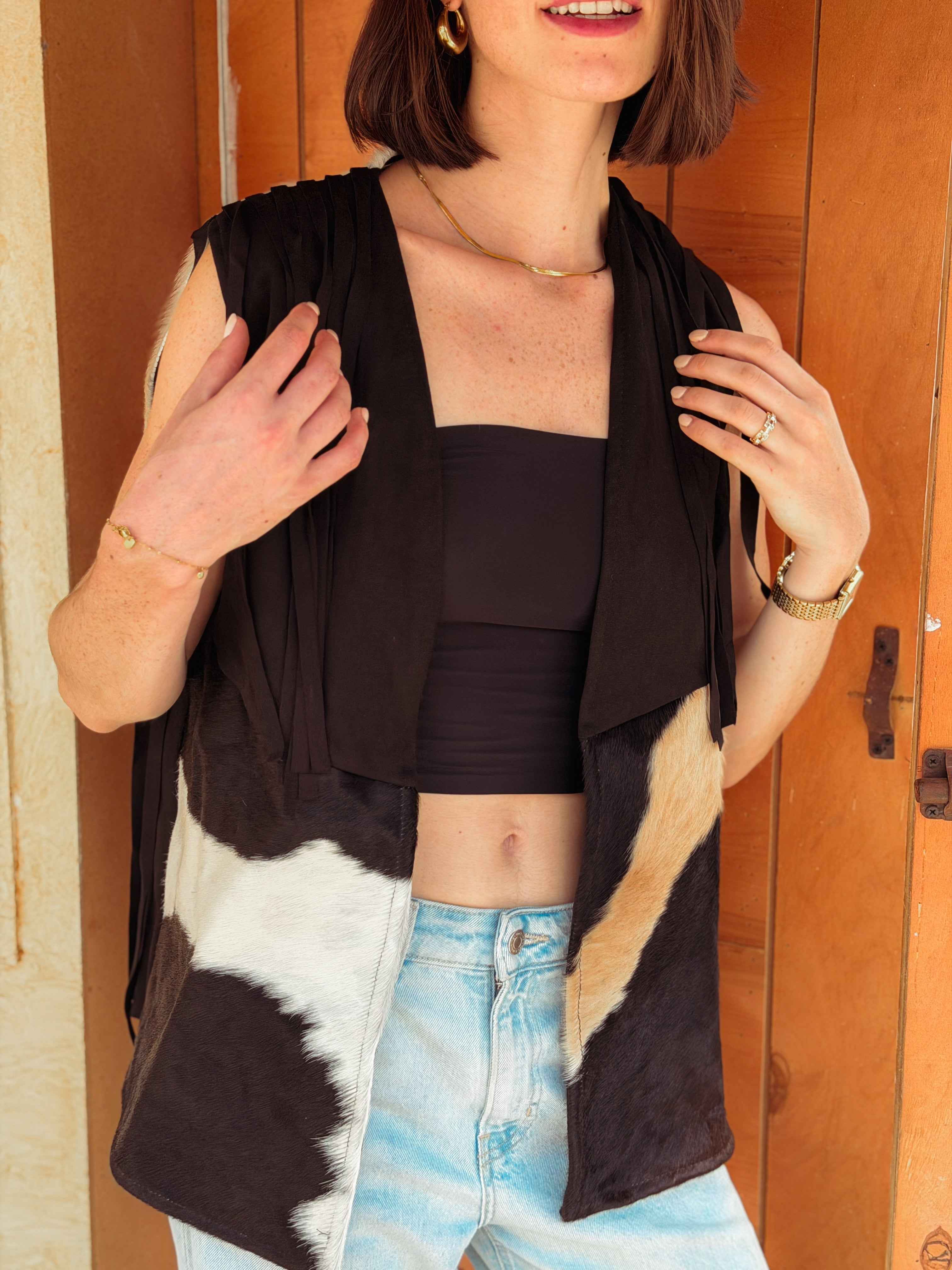 Velura Vest – Natural Cow Leather ( PATTERN 1 )