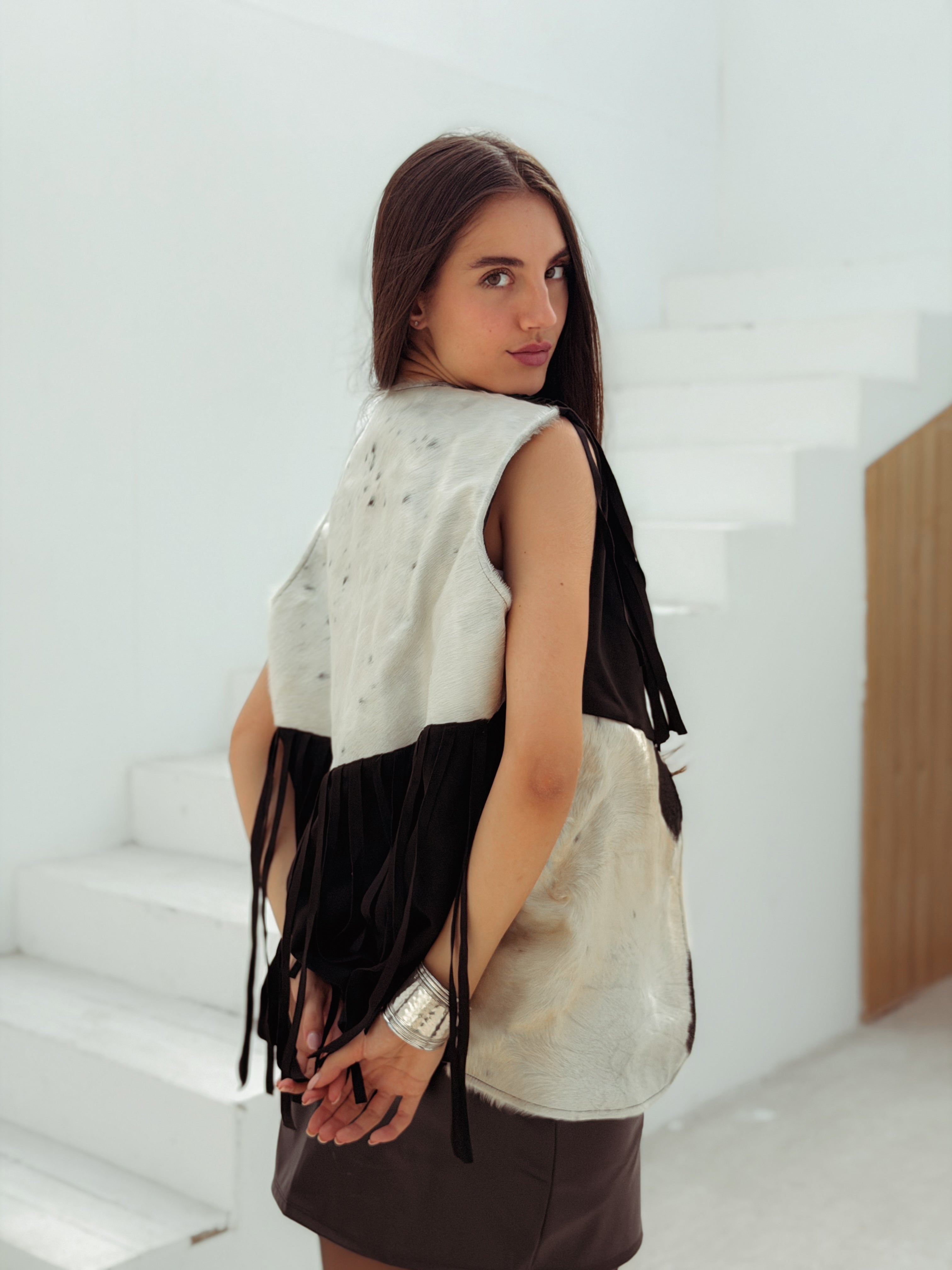 Velura Vest – Natural Cow Leather ( PATTERN 2 ) - BerriessDesigns