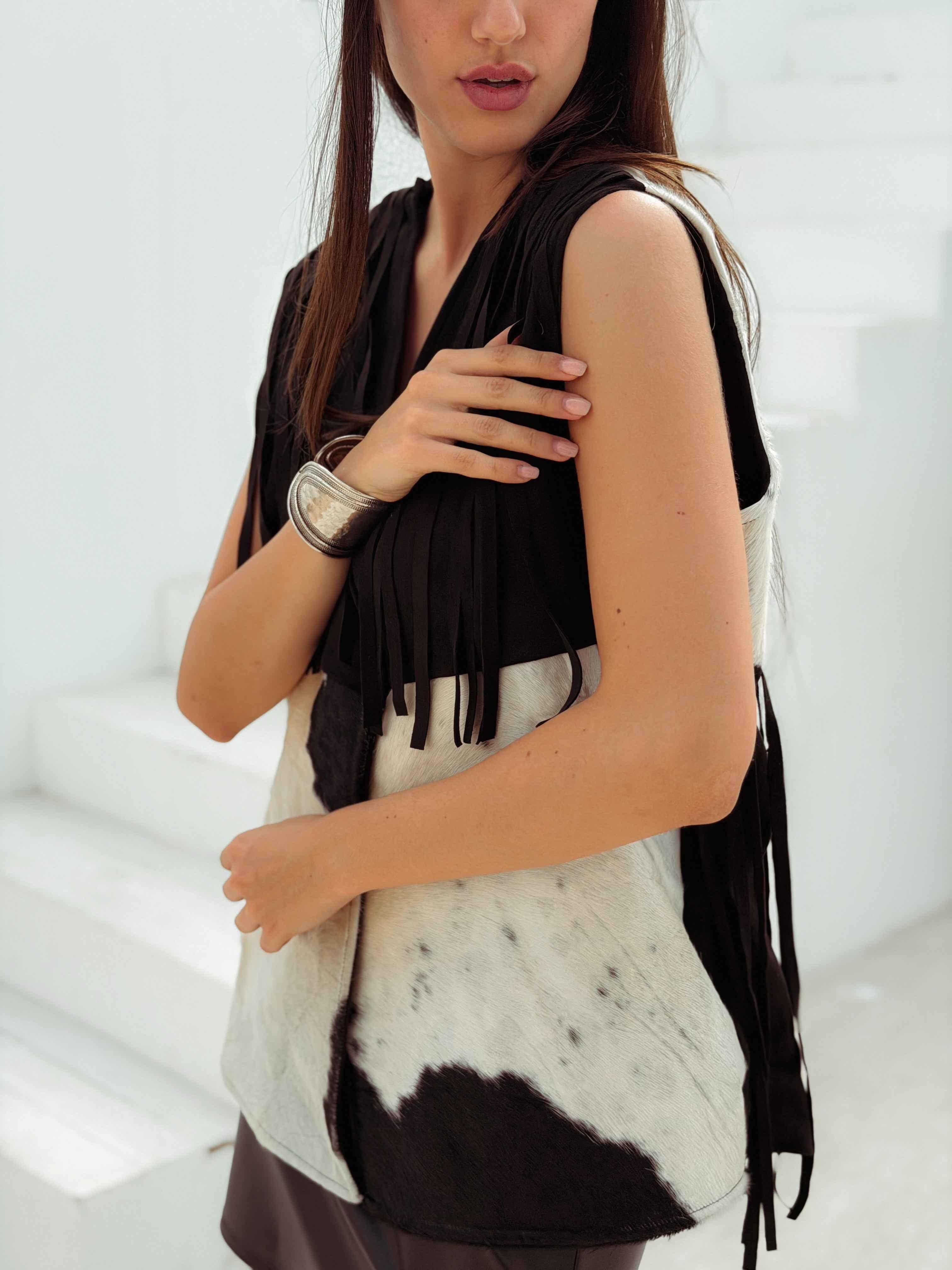 Velura Vest – Natural Cow Leather ( PATTERN 2 ) - BerriessDesigns