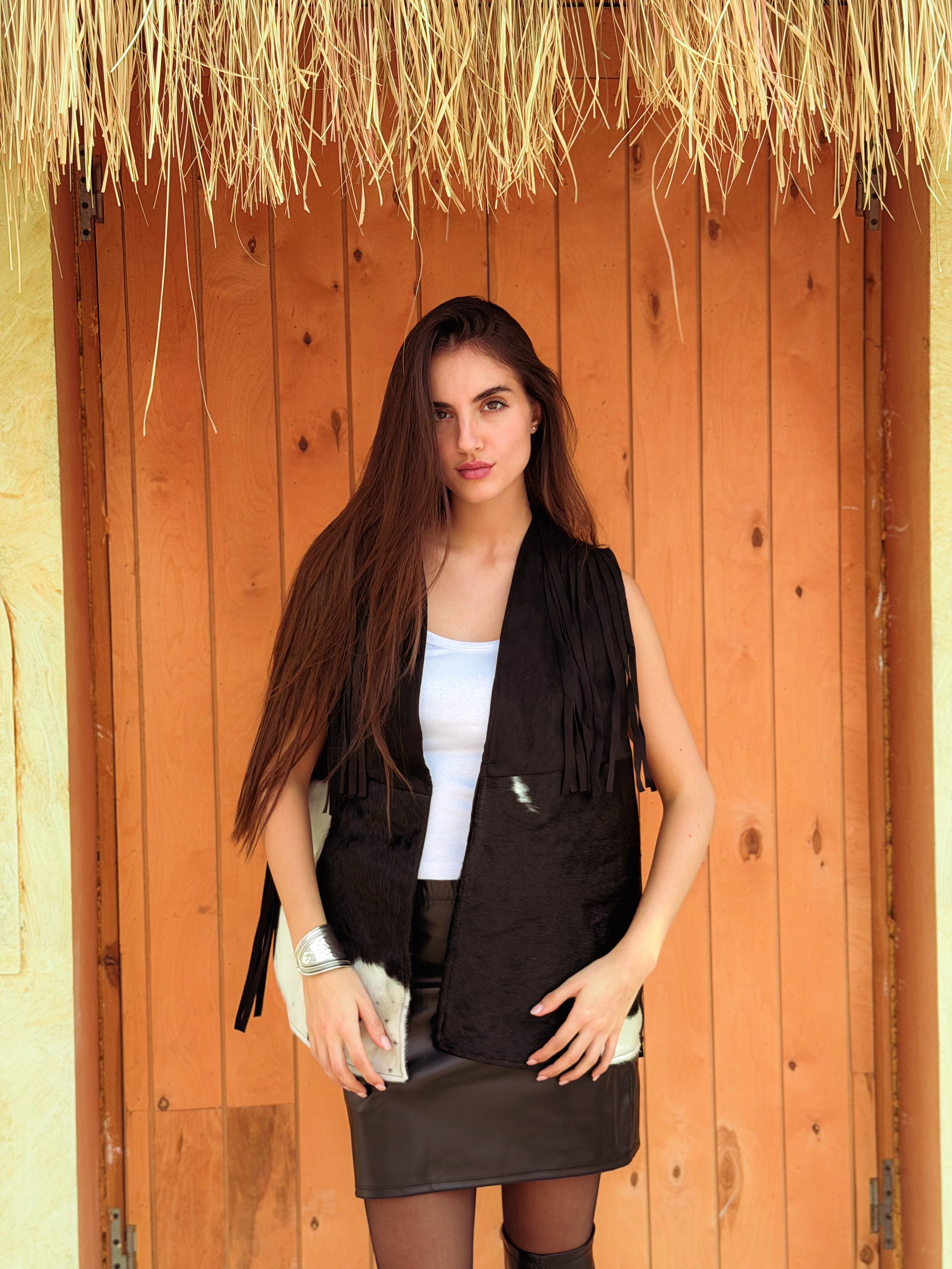 Velura Vest – Natural Cow Leather ( PATTERN 3 ) - BerriessDesigns