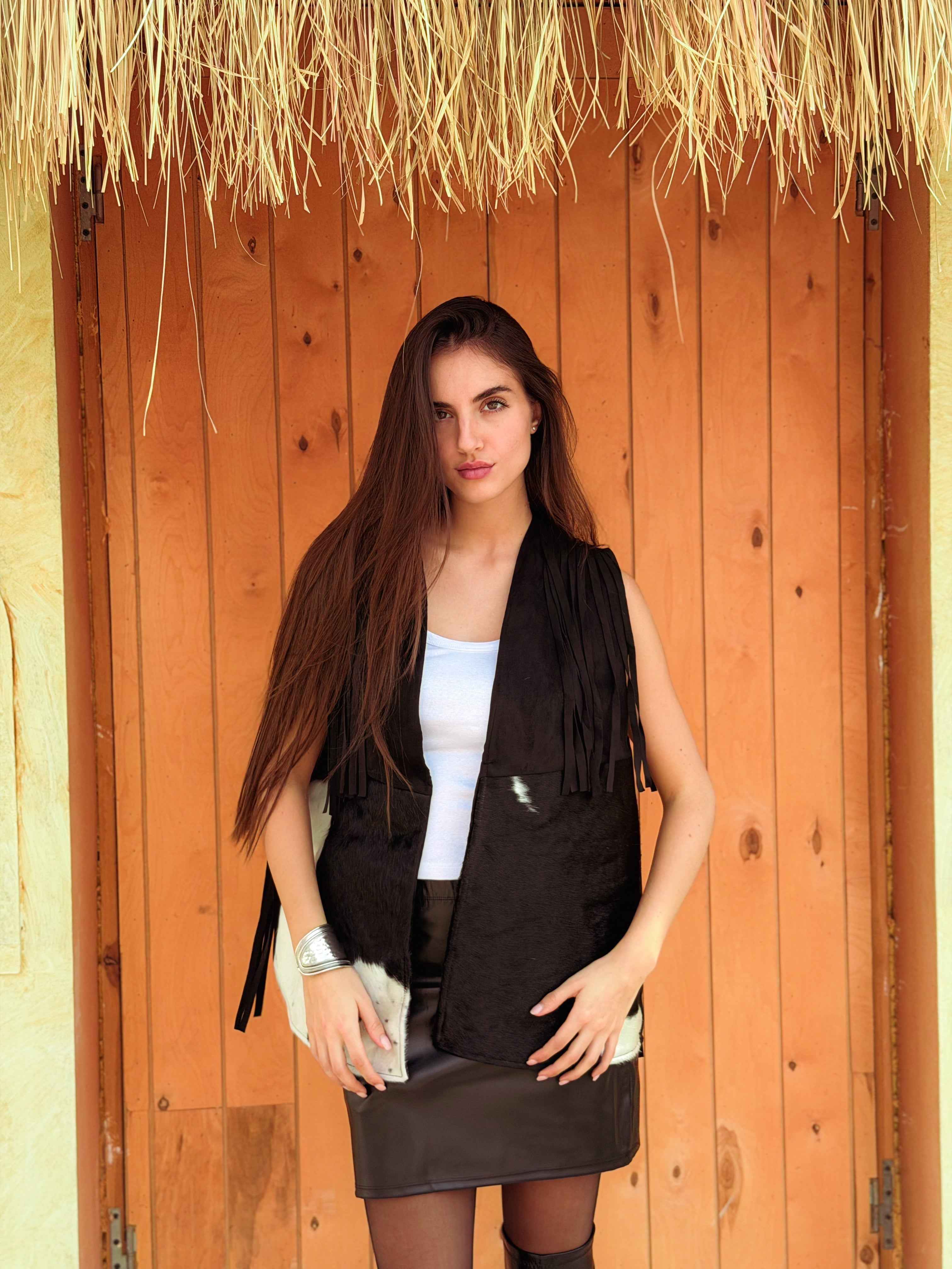 Velura Vest – Natural Cow Leather ( PATTERN 3 )