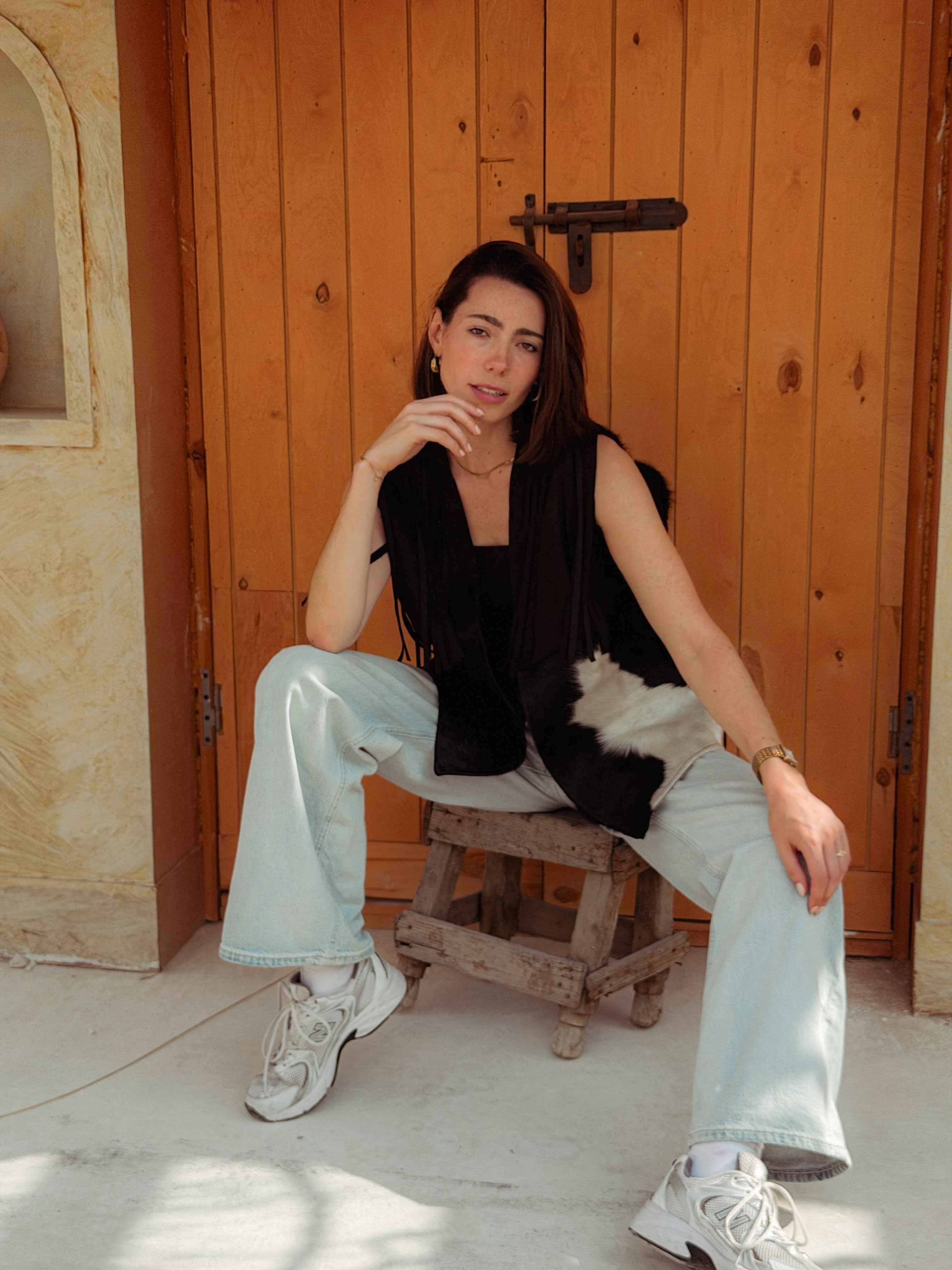 Velura Vest – Natural Cow Leather ( PATTERN 4 )