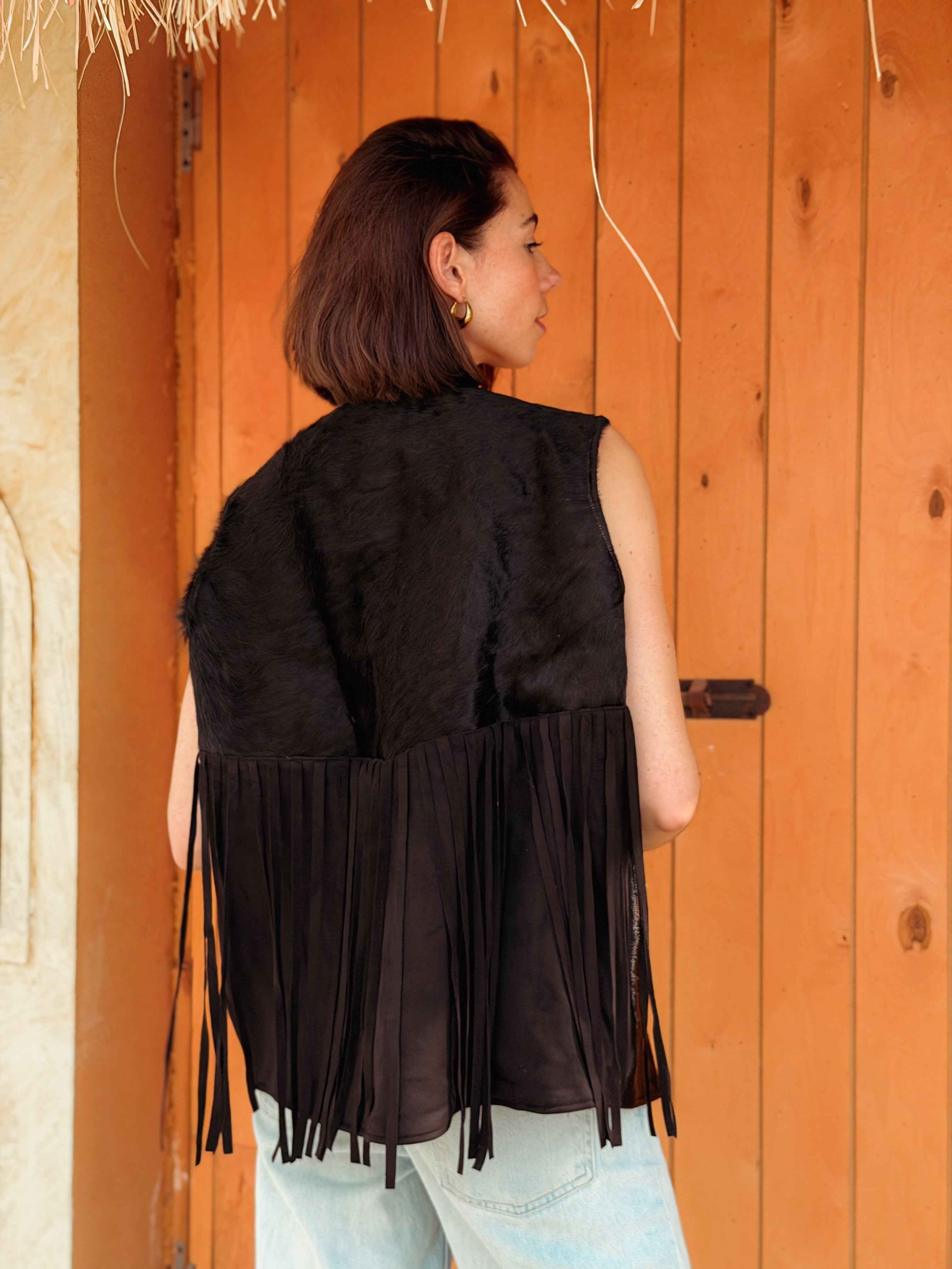 Velura Vest – Natural Cow Leather ( PATTERN 4 )