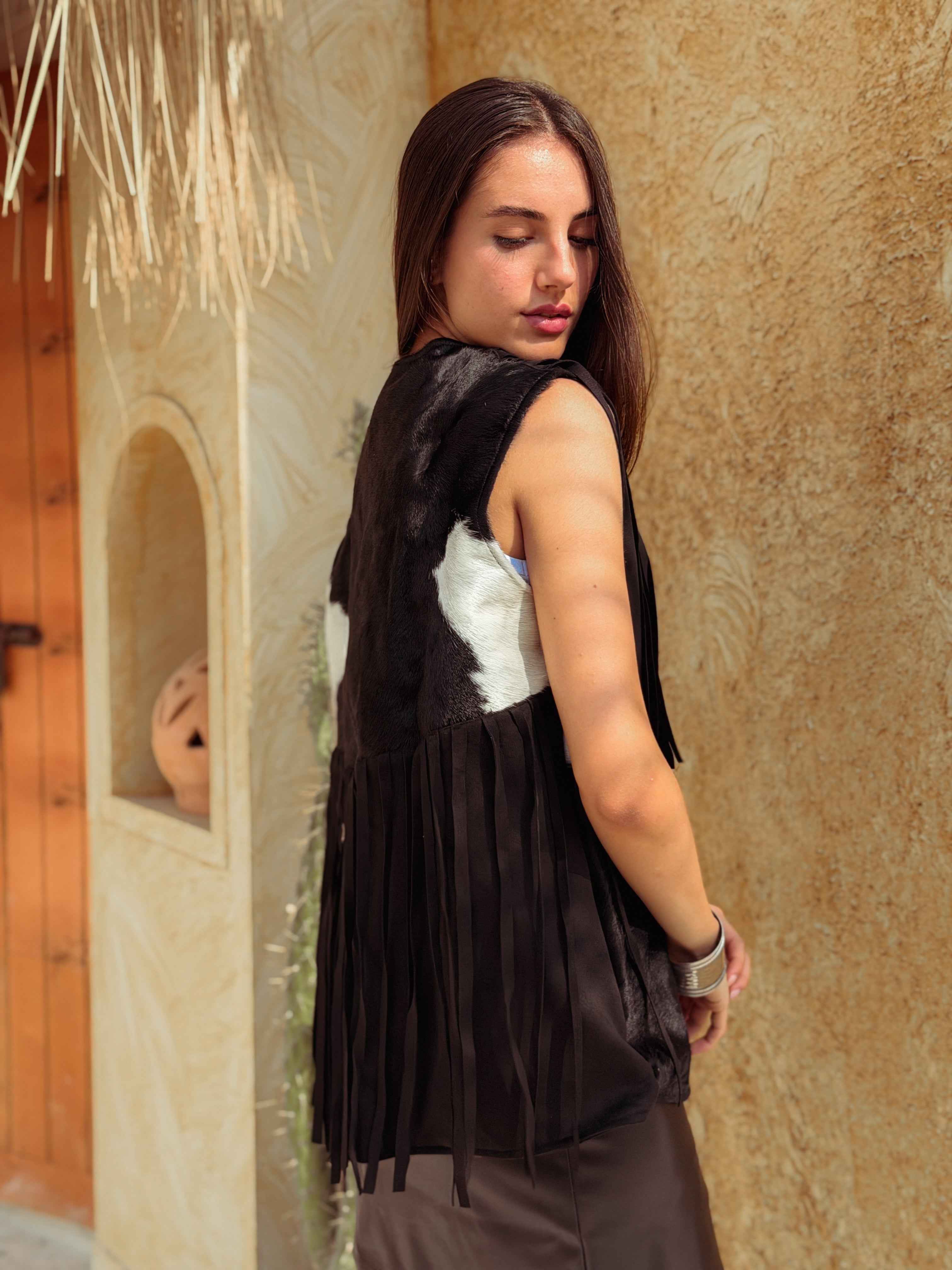 Velura Vest – Natural Cow Leather ( PATTERN 5 )