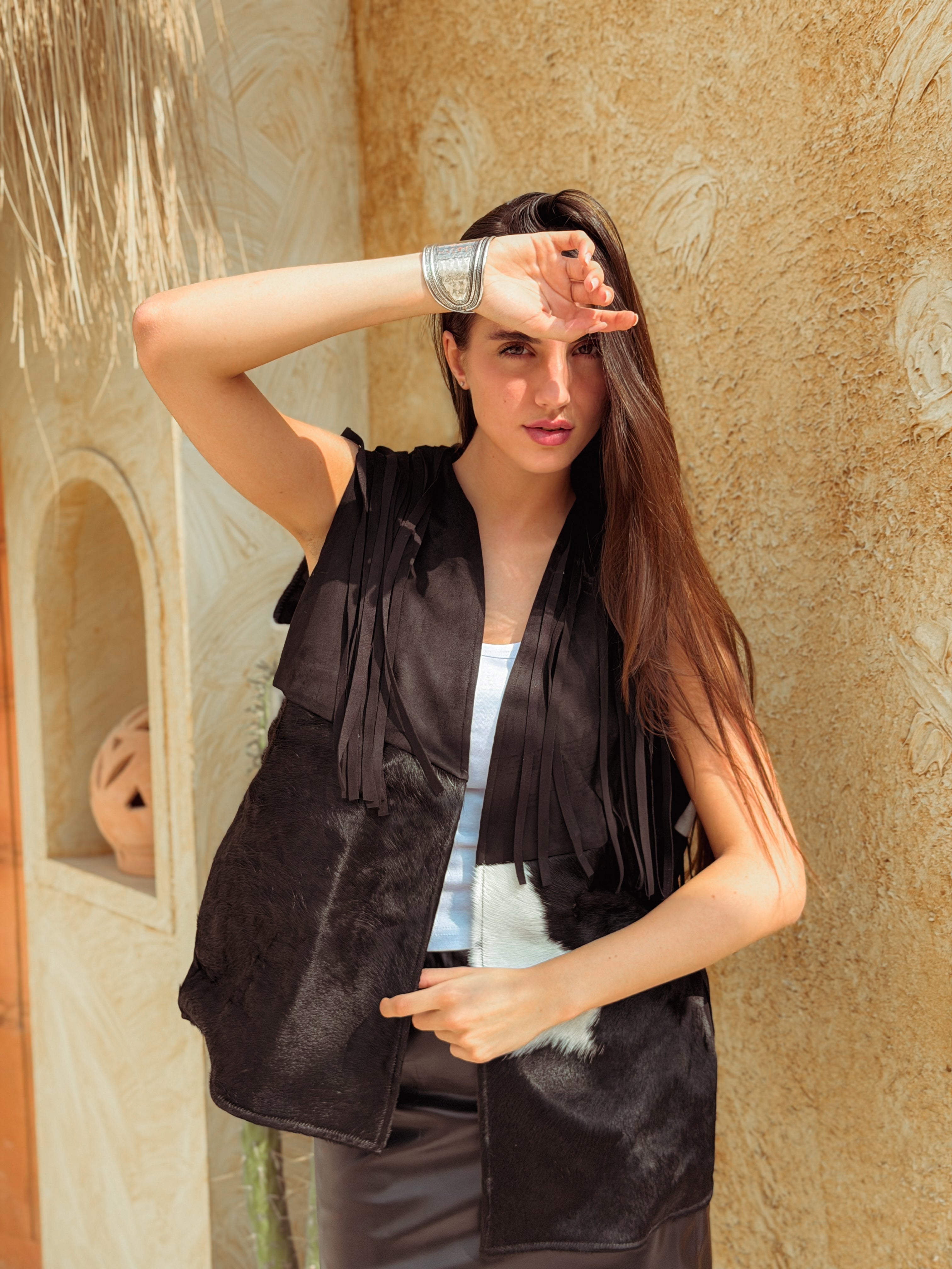 Velura Vest – Natural Cow Leather ( PATTERN 5 ) - BerriessDesigns