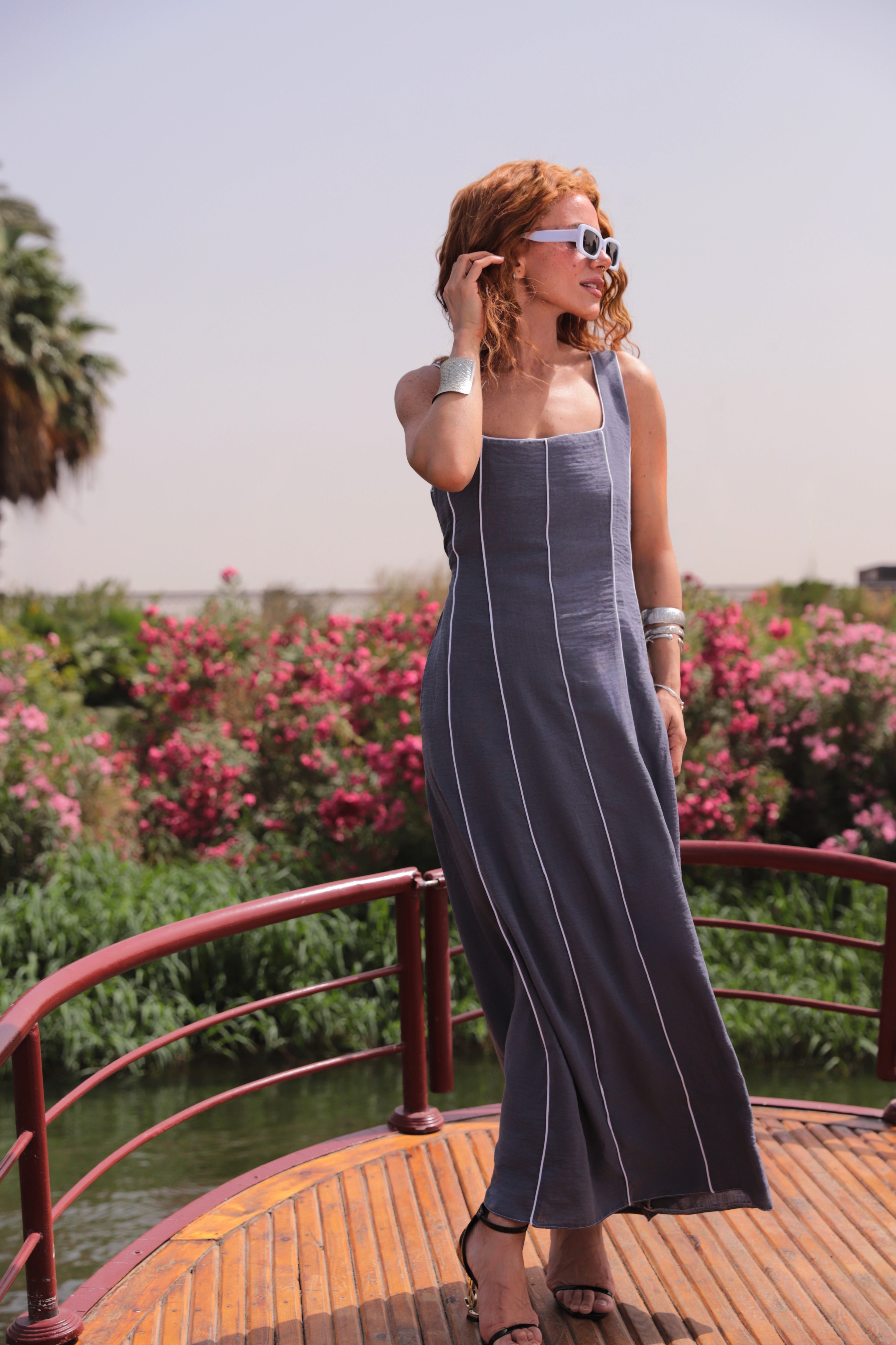 Jude Dress in Slate Grey-Blue