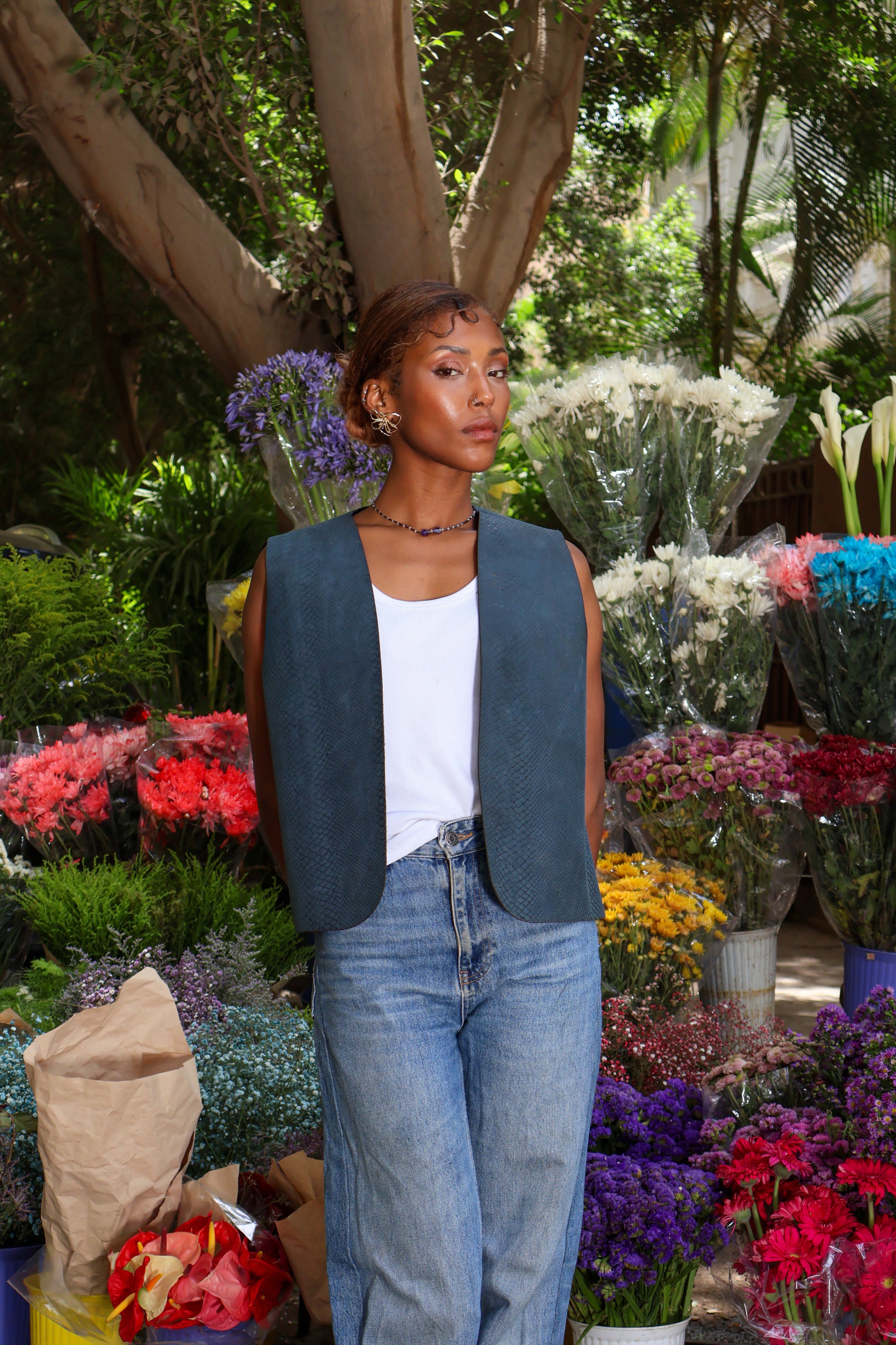 The Jazi Vest in Petrol Blue