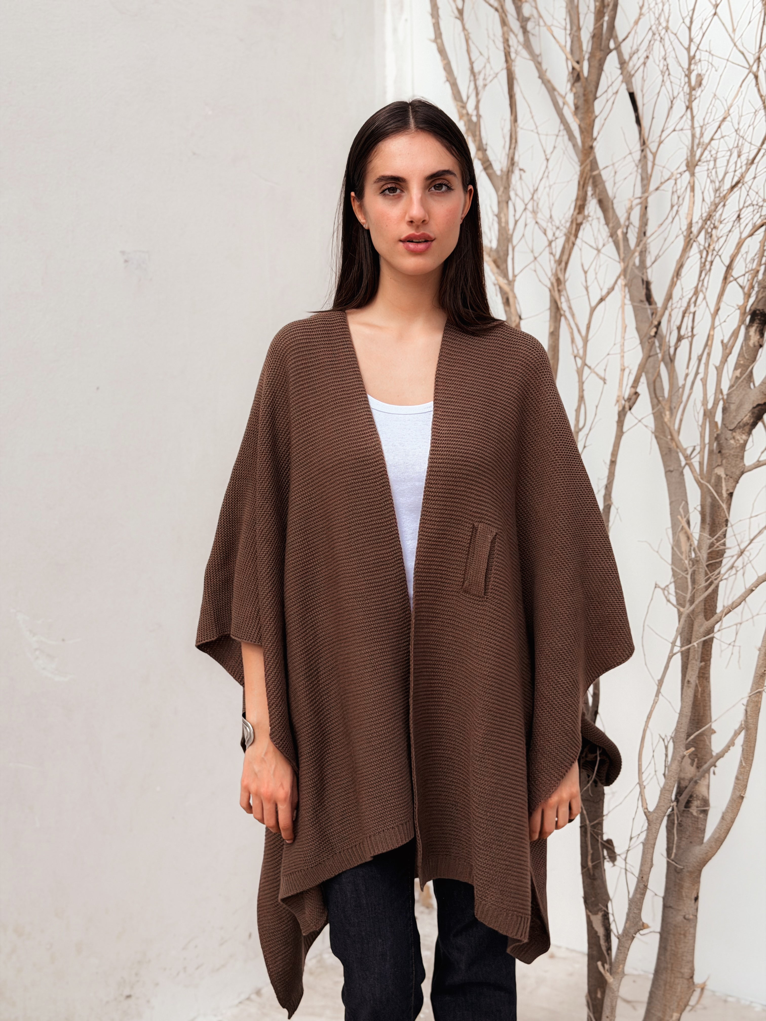 Aira Brown Knit Cape