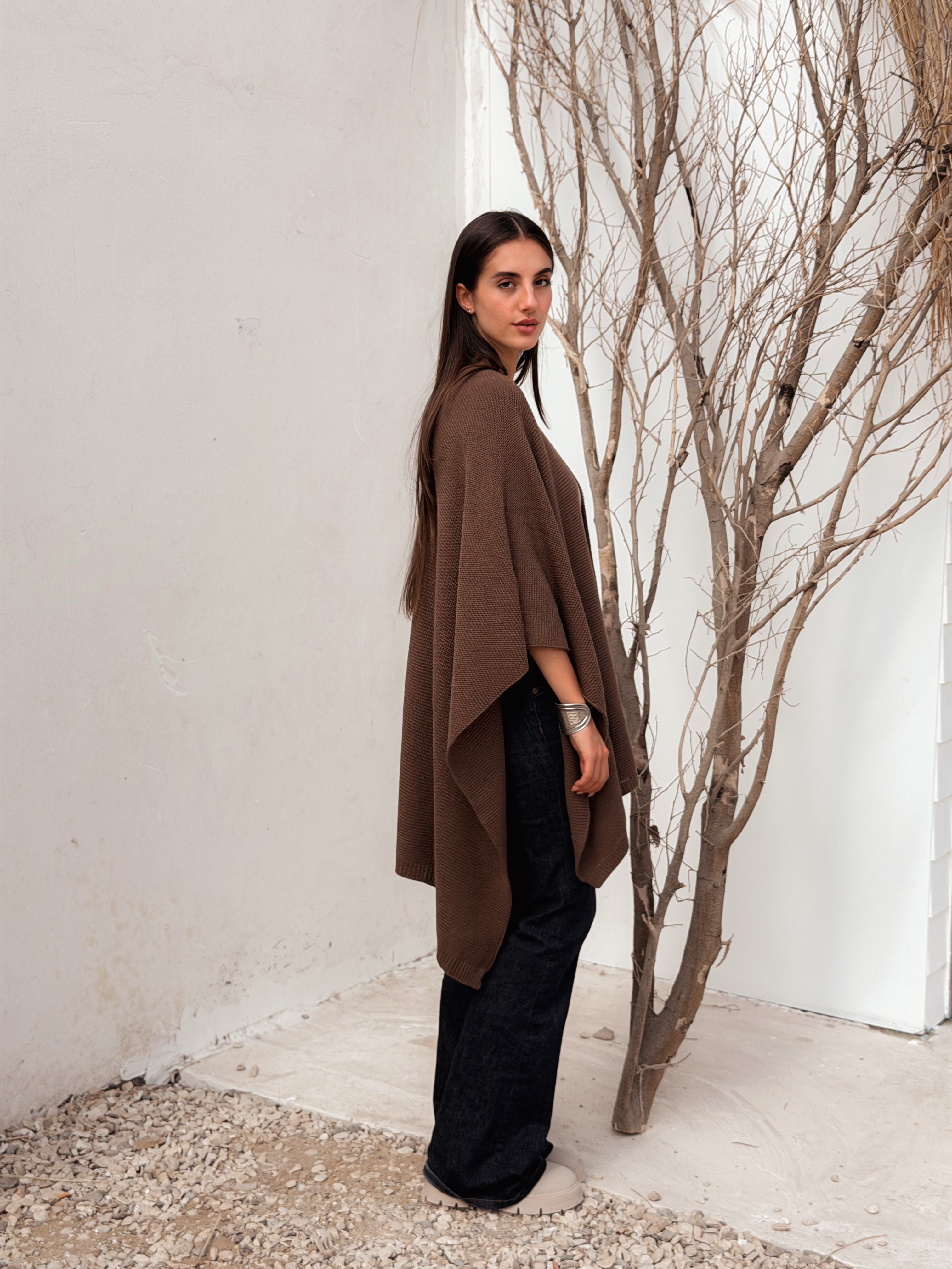 Aira Brown Knit Cape
