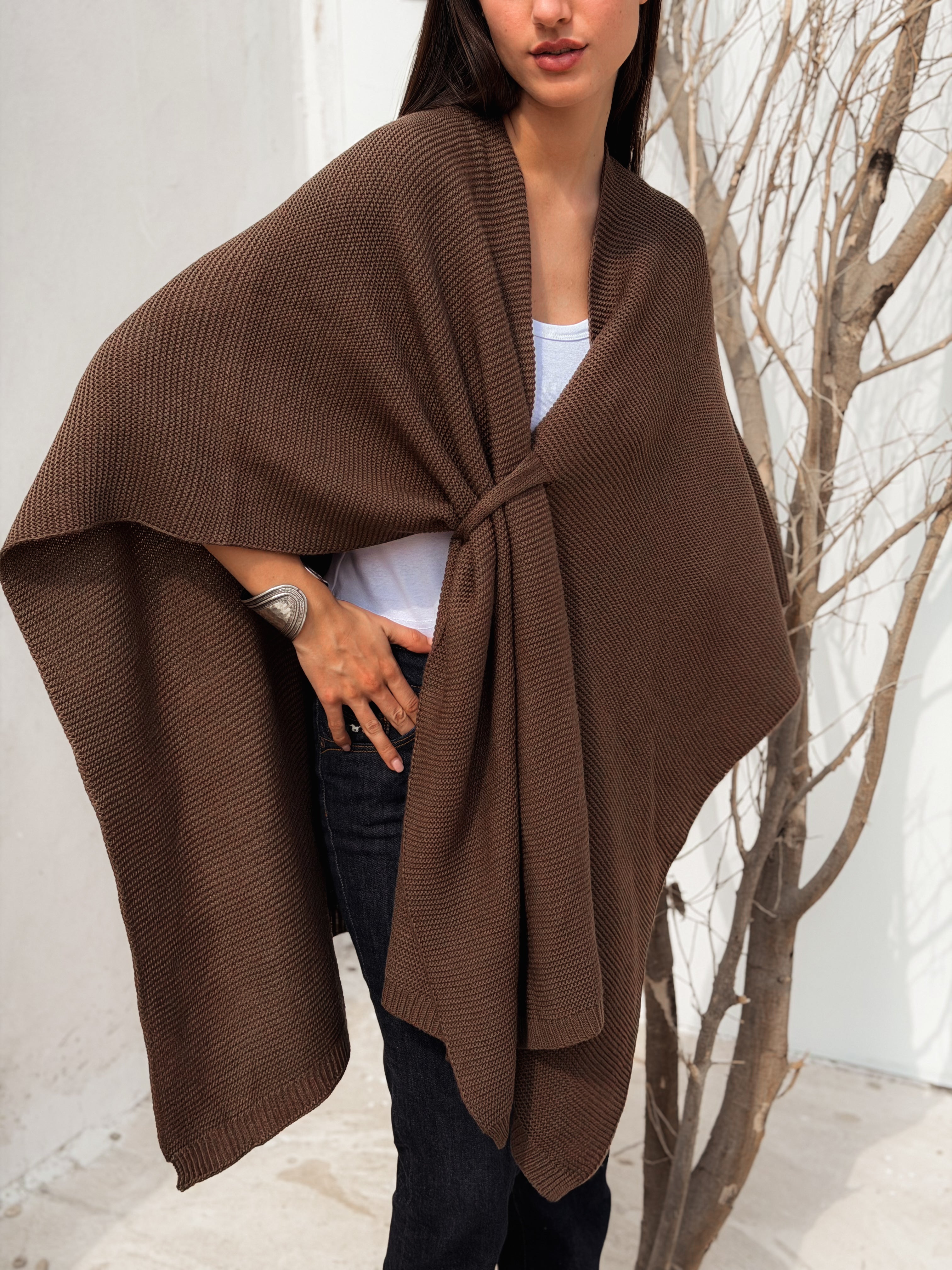 Aira Brown Knit Cape