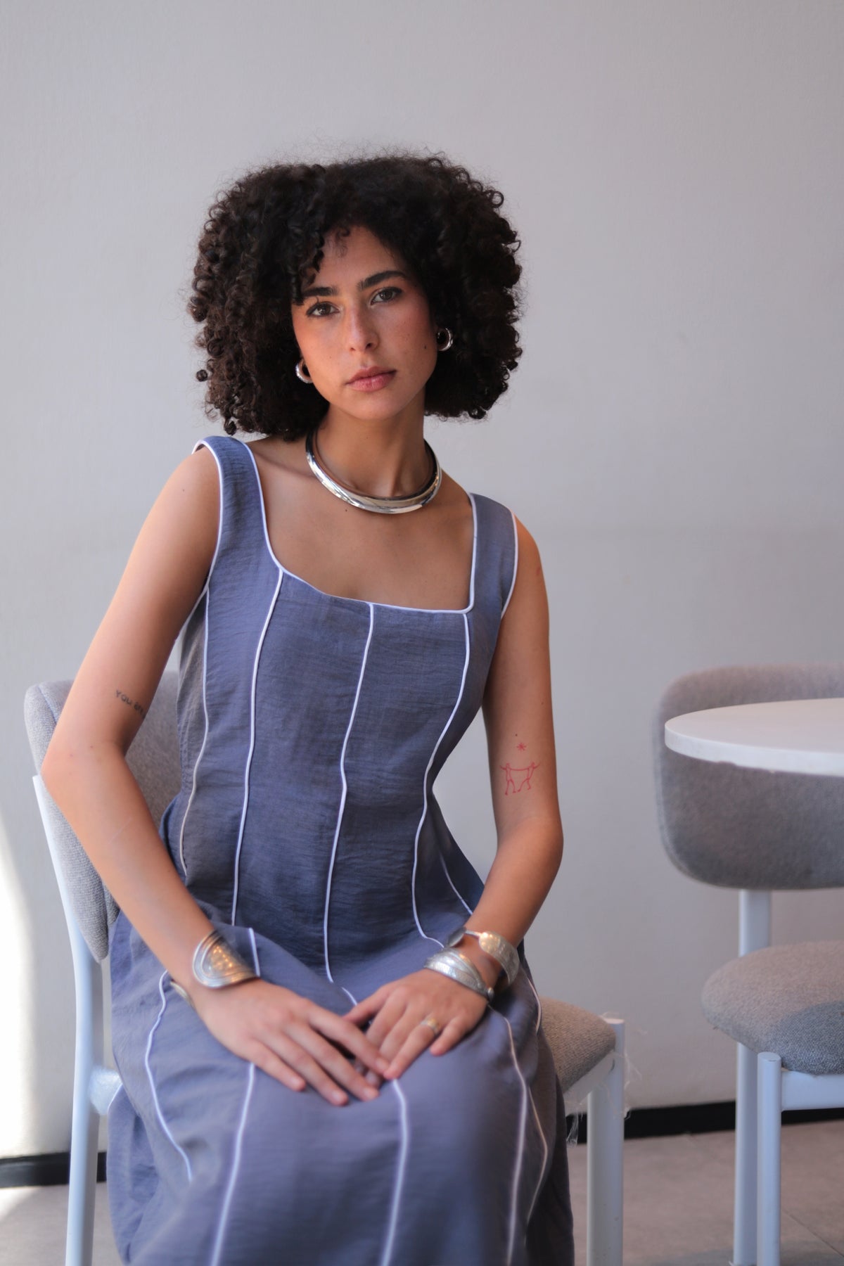 Jude Dress in Slate Grey-Blue