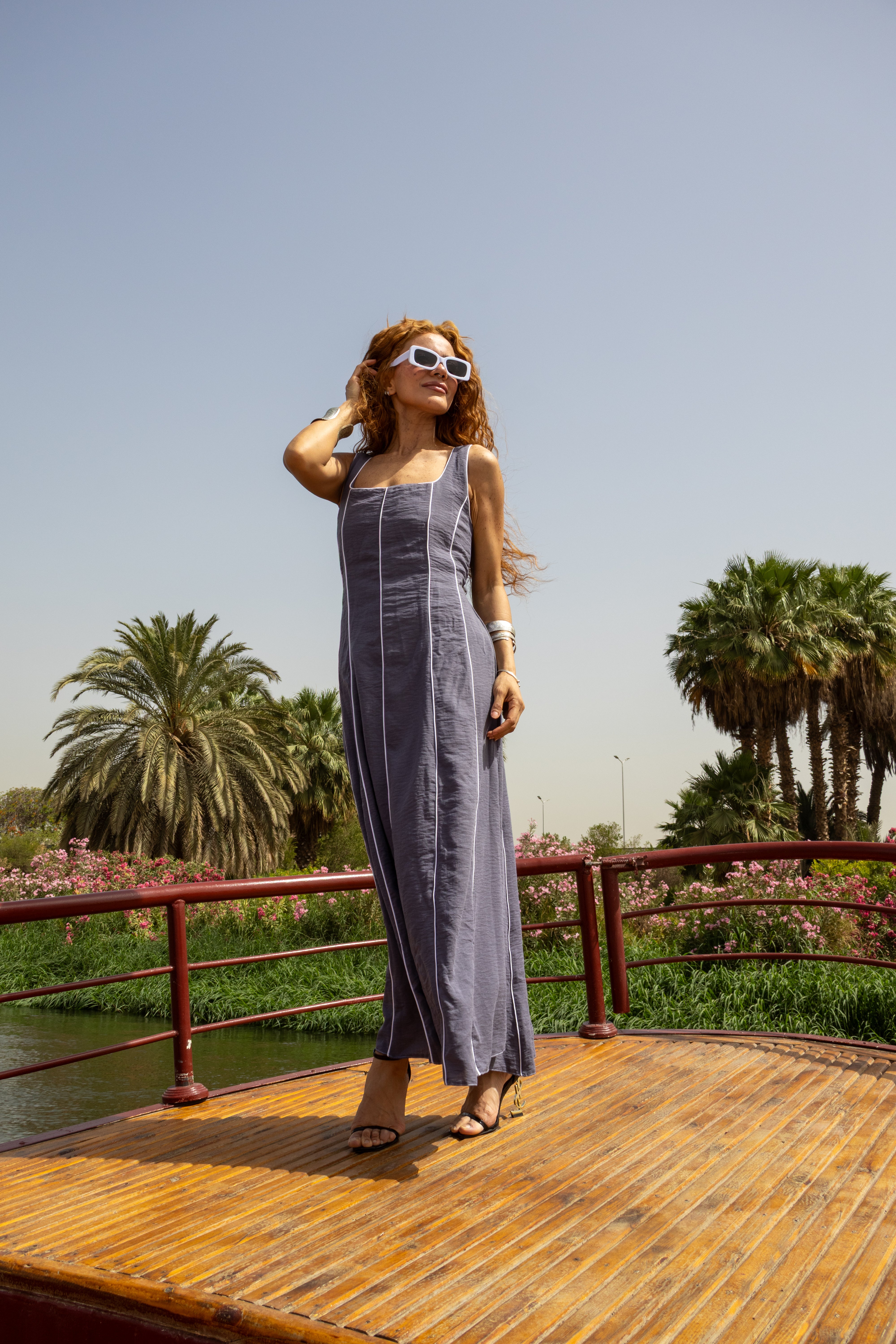 Jude Dress in Slate Grey-Blue