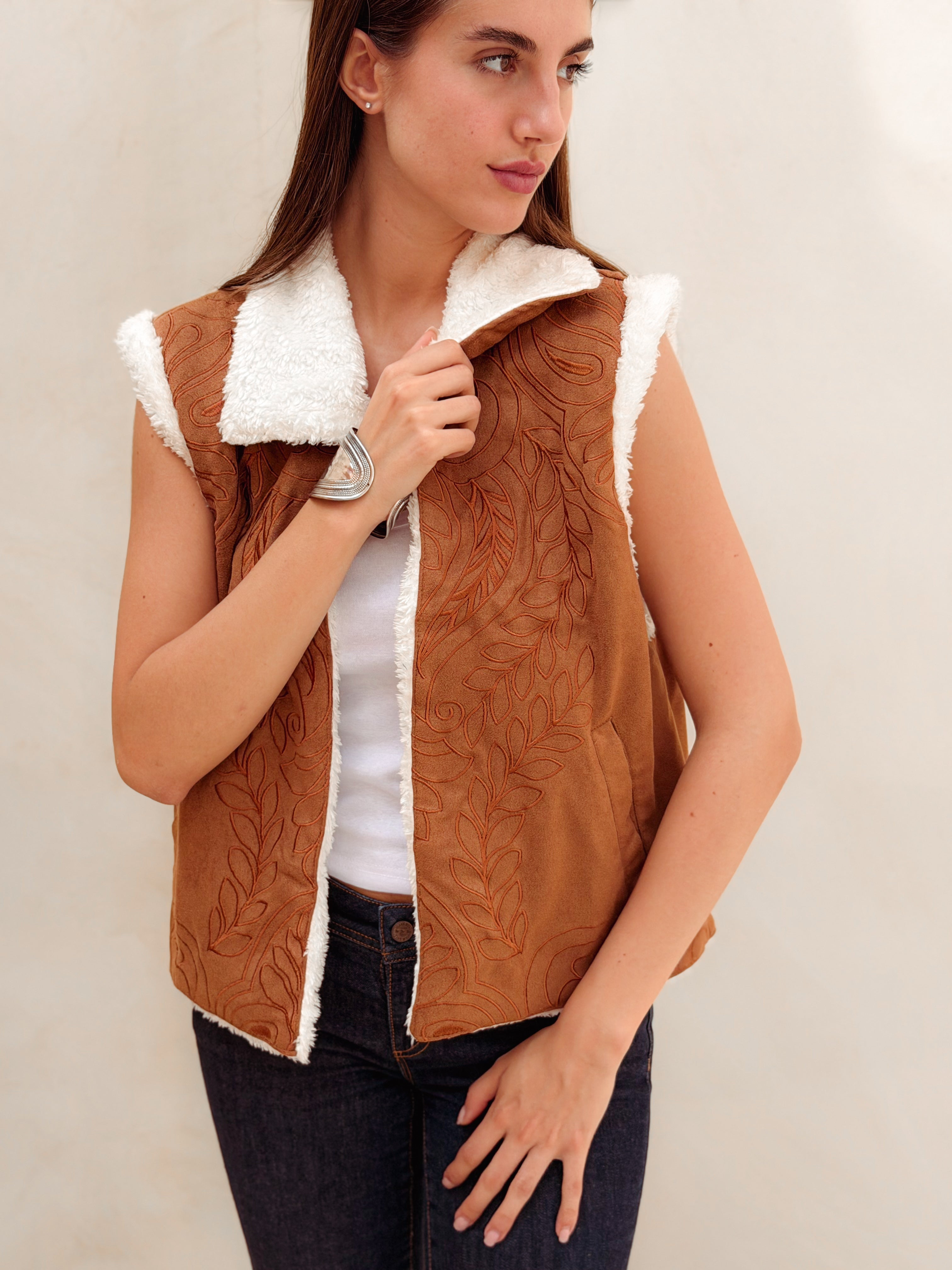 Rêve Warm Caramel Brown Vest - BerriessDesigns