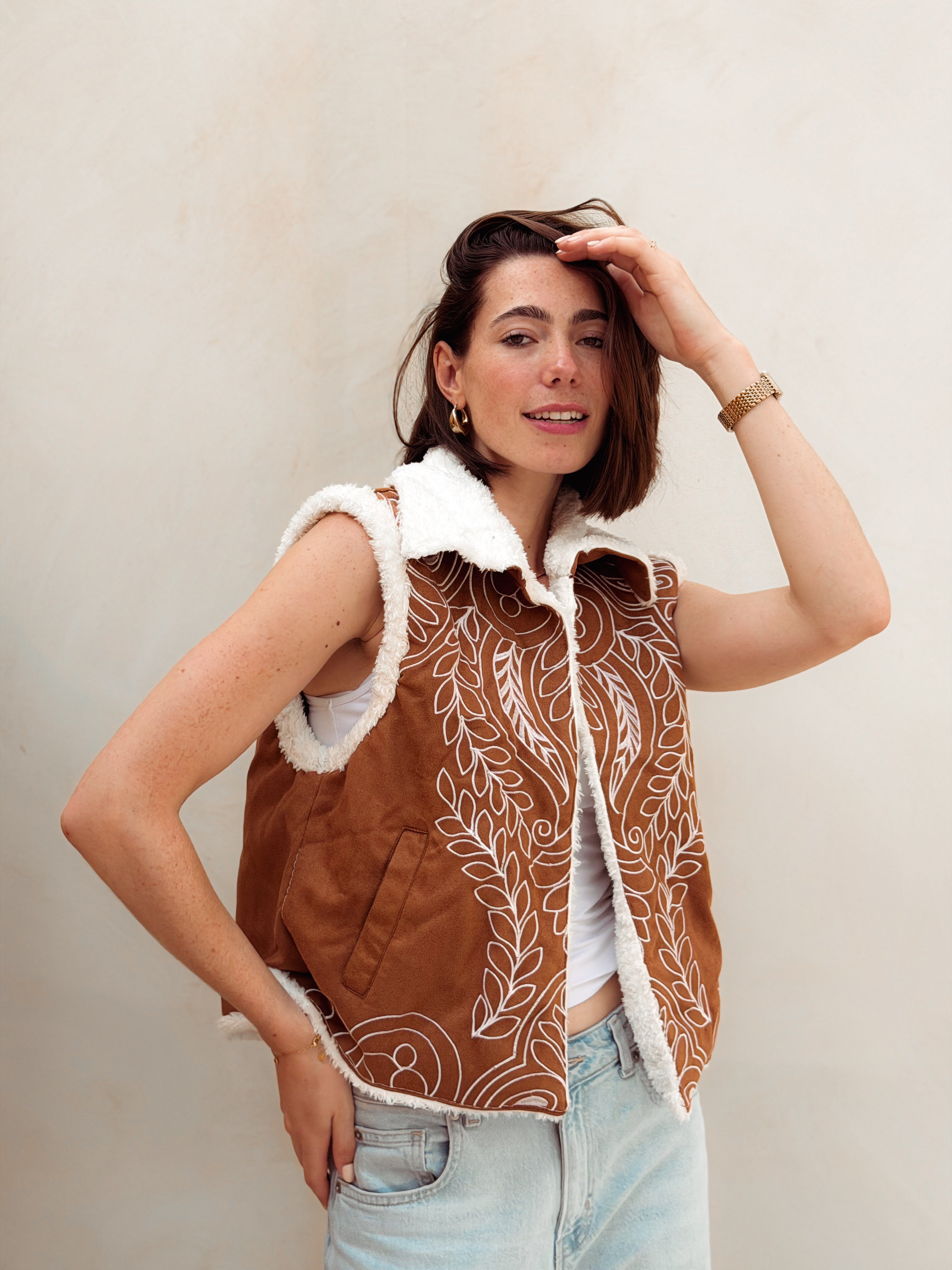 Rêve Warm Caramel Brown Vest - BerriessDesigns